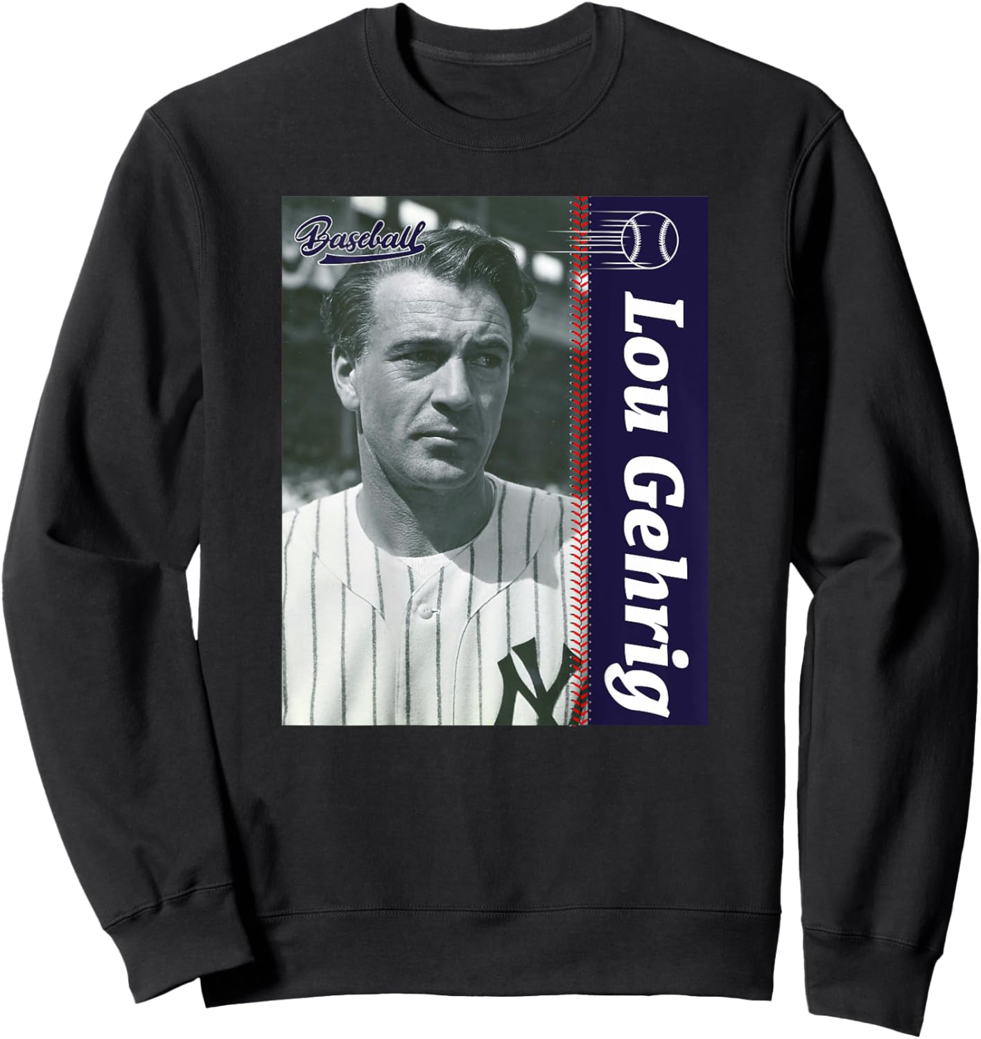 Lou Gehrig_Baseball_Back Printed Sweatshirt - Sweatshirt | Black