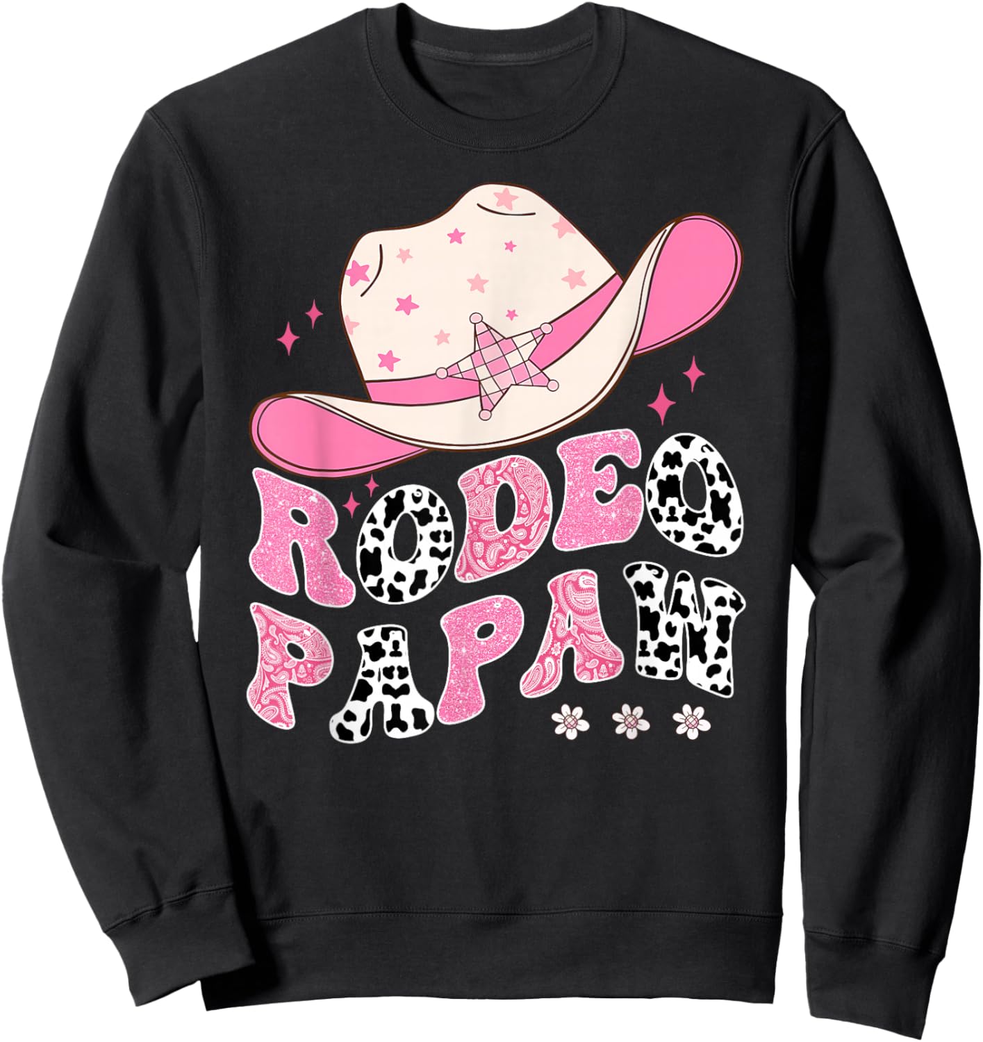Rodeo Papaw Pink CowGirl 1St Birthday Family Matching Sweatshirt - Sweatshirt | Black