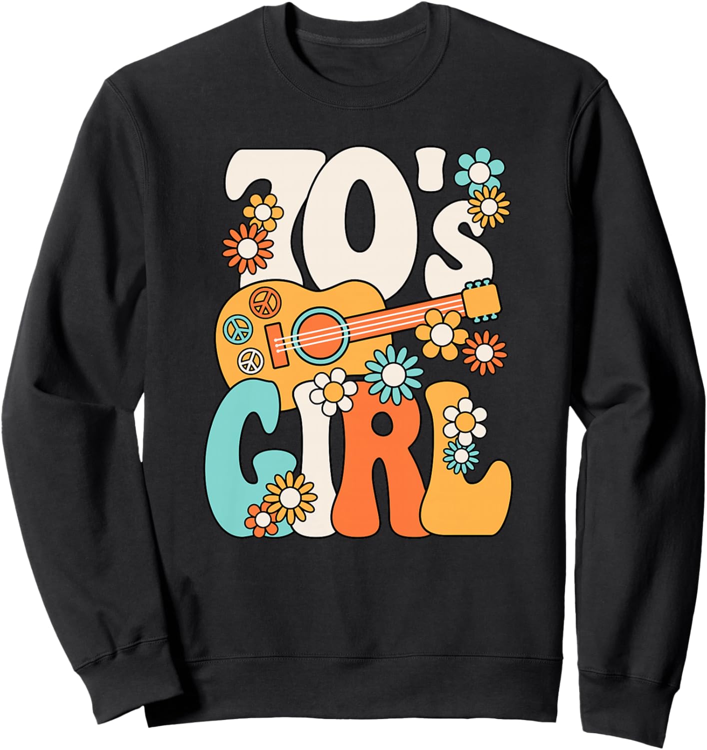 Jolie Tenue Hippie rétro années 70 pour Femmes et Filles Haut de Gamme Sweatshirt - Sweatshirt | Black