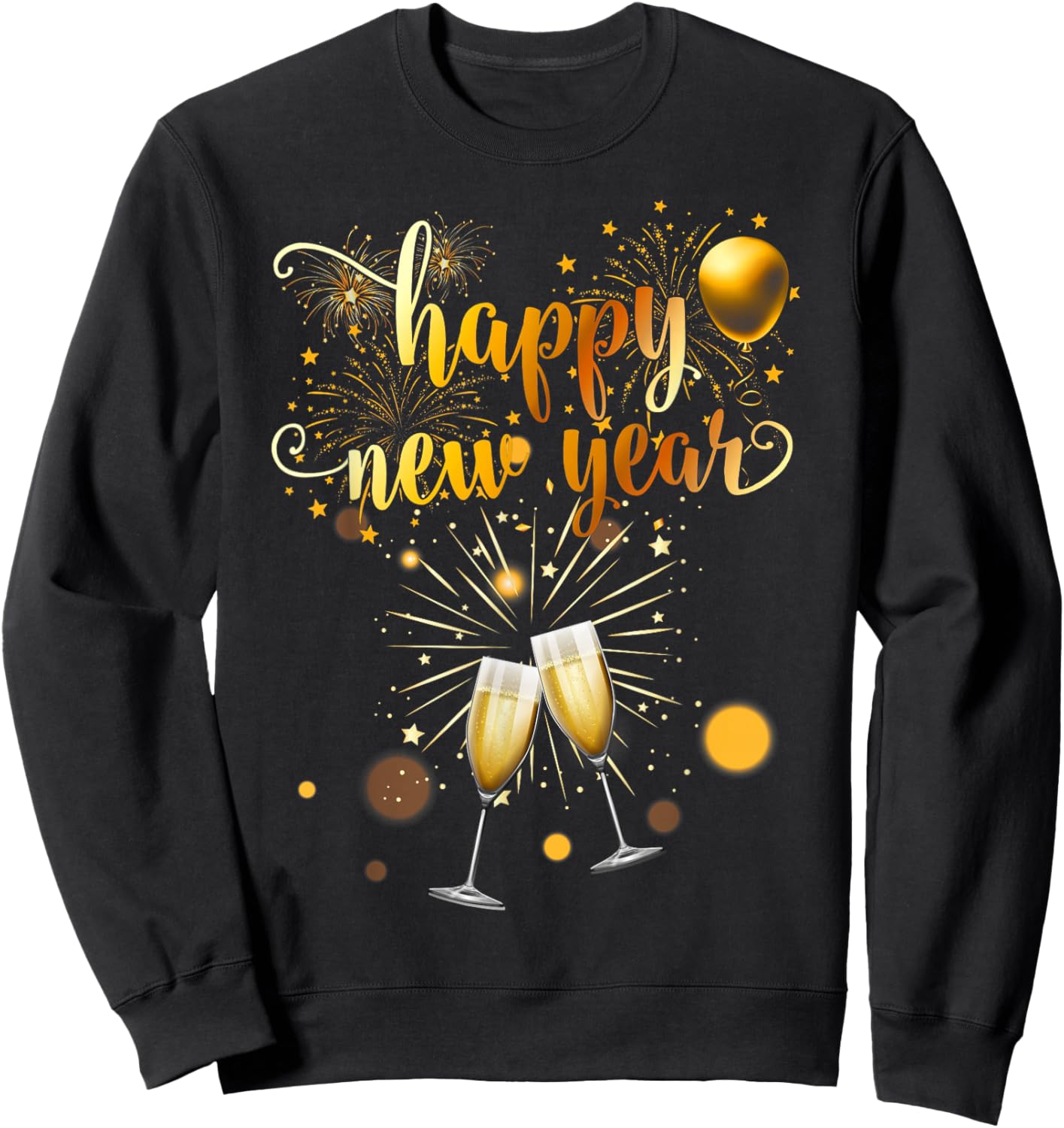 New Years Eve Party Supplies 2026 Happy New Year Fireworks Sweatshirt - Sweatshirt | Black