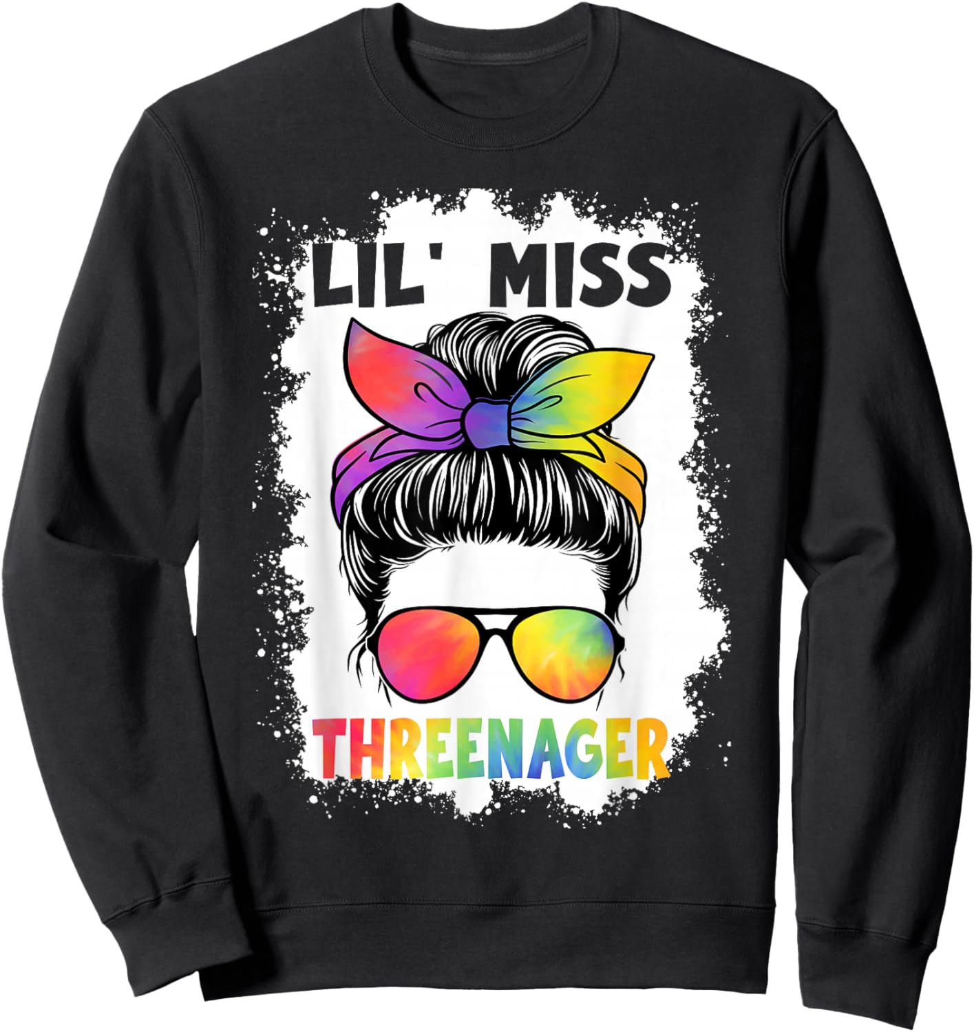 Little Miss Threenager Birthday 3 Years 3rd Birthday Girl Sweatshirt - Sweatshirt | Black