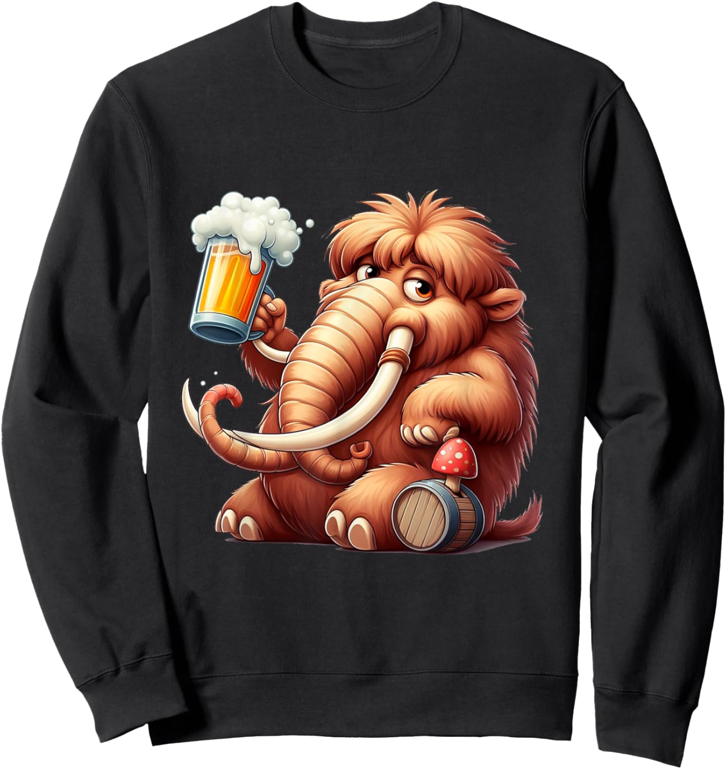 Vintage Mammoth Ice Age Stone Age Elephant Mammoth Beer Sweatshirt - Sweatshirt | Black