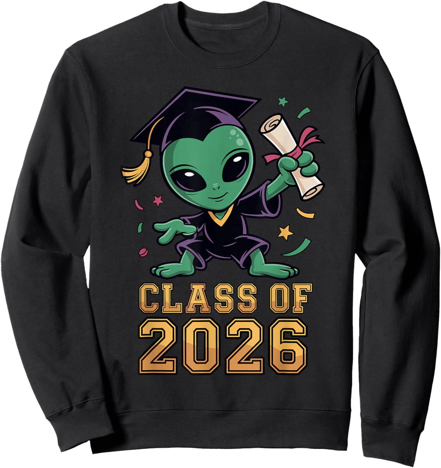 Class of 2026 Graduation Alien Elementary Graduate 2026 Kids Sweatshirt - Sweatshirt | Black