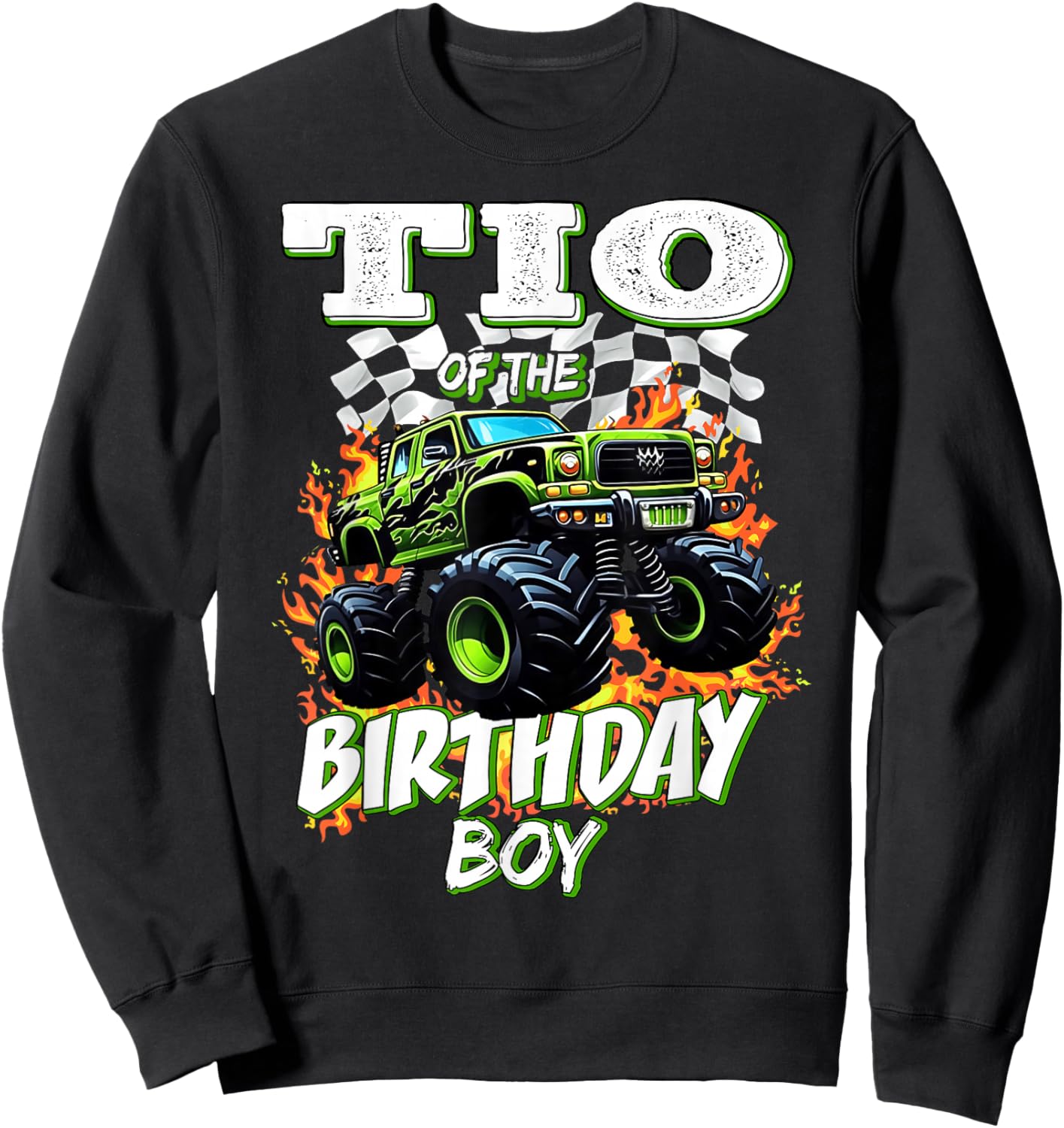 TIO of The Birthday Boy Monster Truck Birthday Kids Sweatshirt - Sweatshirt | Black