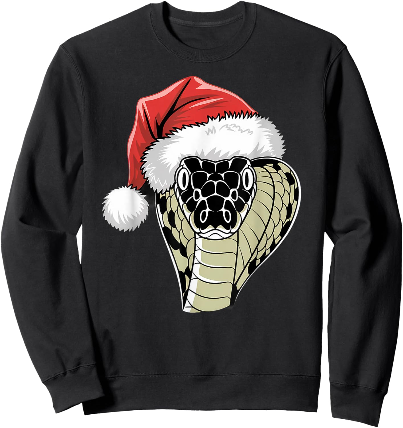 Joyful Snake Santa on Snake Christmas Sweatshirt - Sweatshirt | Black