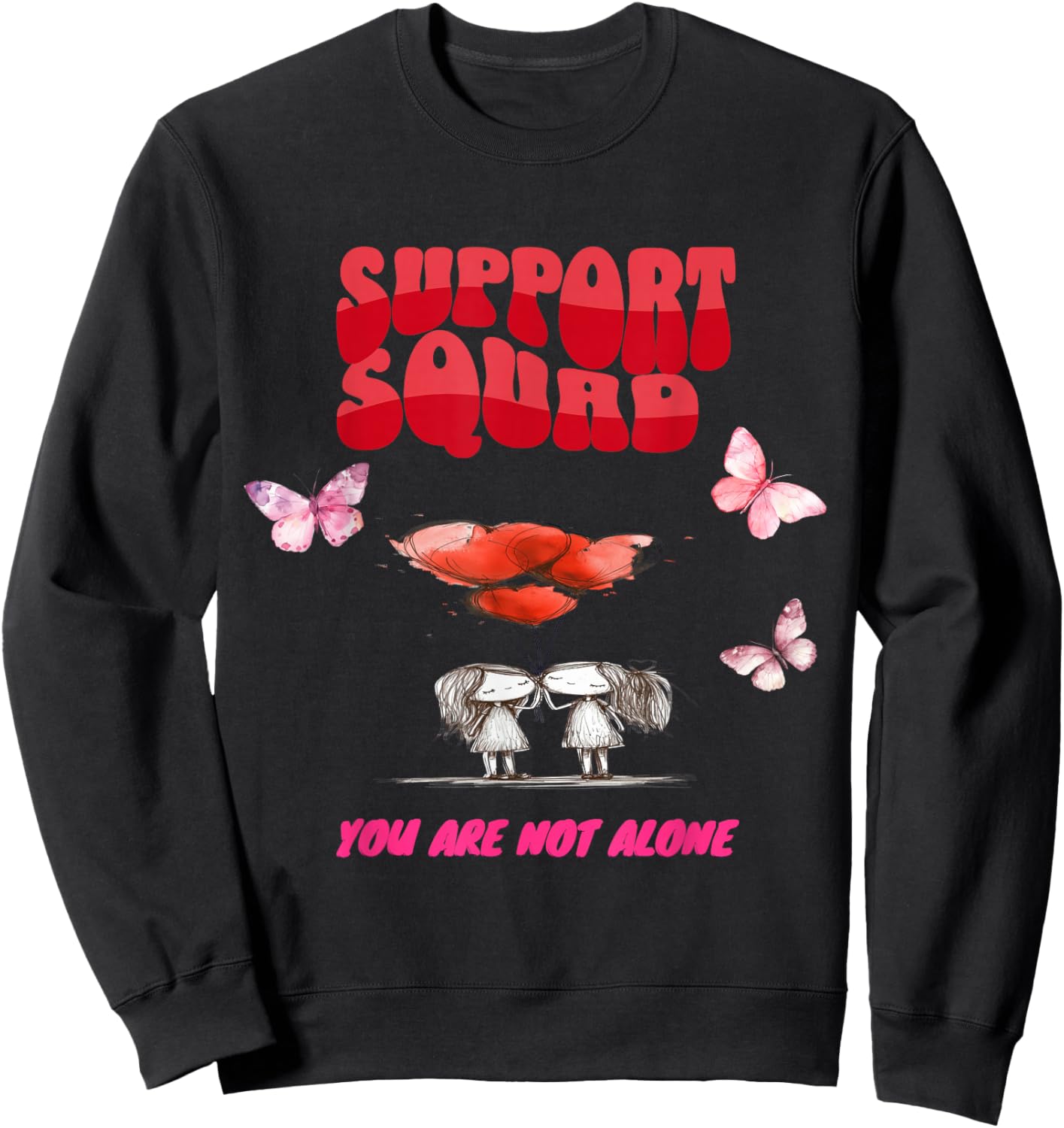 Breast Cancer Support Squad Awareness Men Women Kids Sweatshirt - Sweatshirt | Black