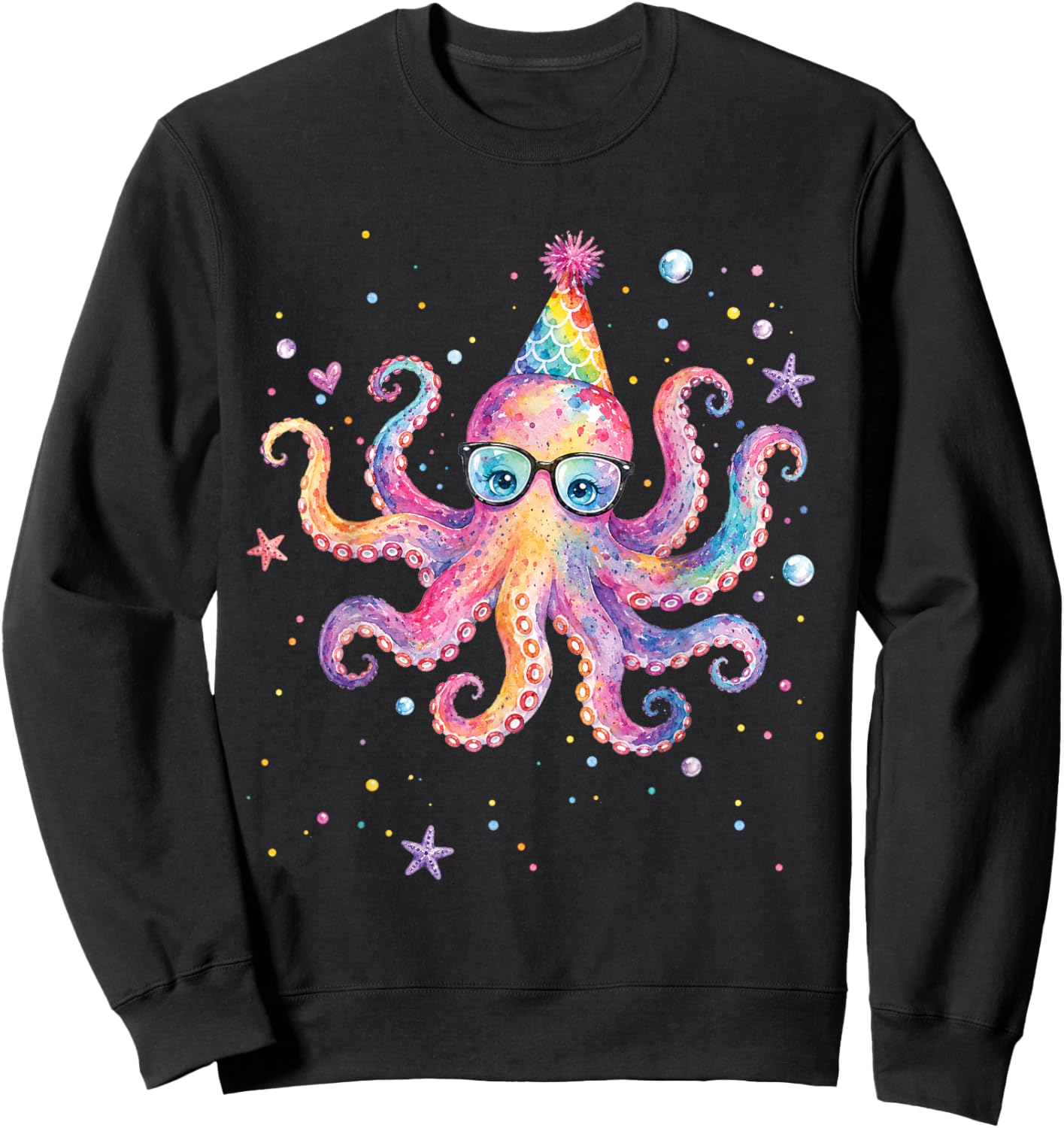 Mermaid Octopus Birthday Summer Matching Aquarium Family Sweatshirt - Sweatshirt | Black