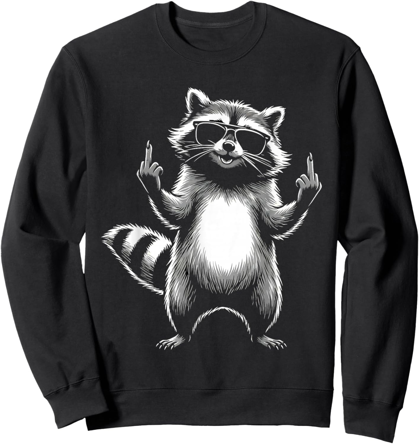Rockiger Waschbär zeigt Mittelfinger - Lustiges Waschbär Sweatshirt - Sweatshirt | Black