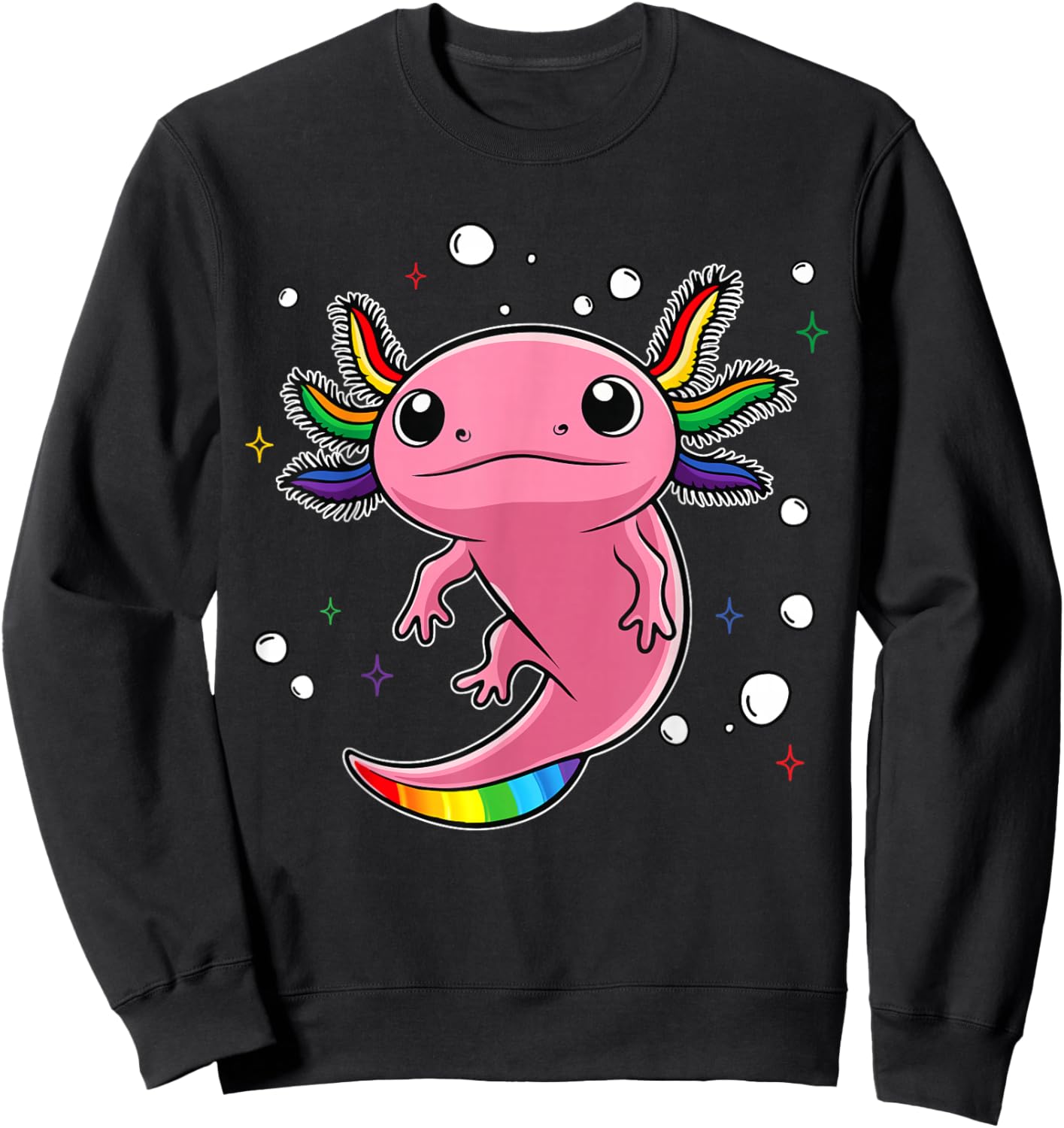 Cute Ally Axolotl Be Kind Gay Rainbow LGBTQ Flag Gay Pride Sweatshirt - Sweatshirt | Black
