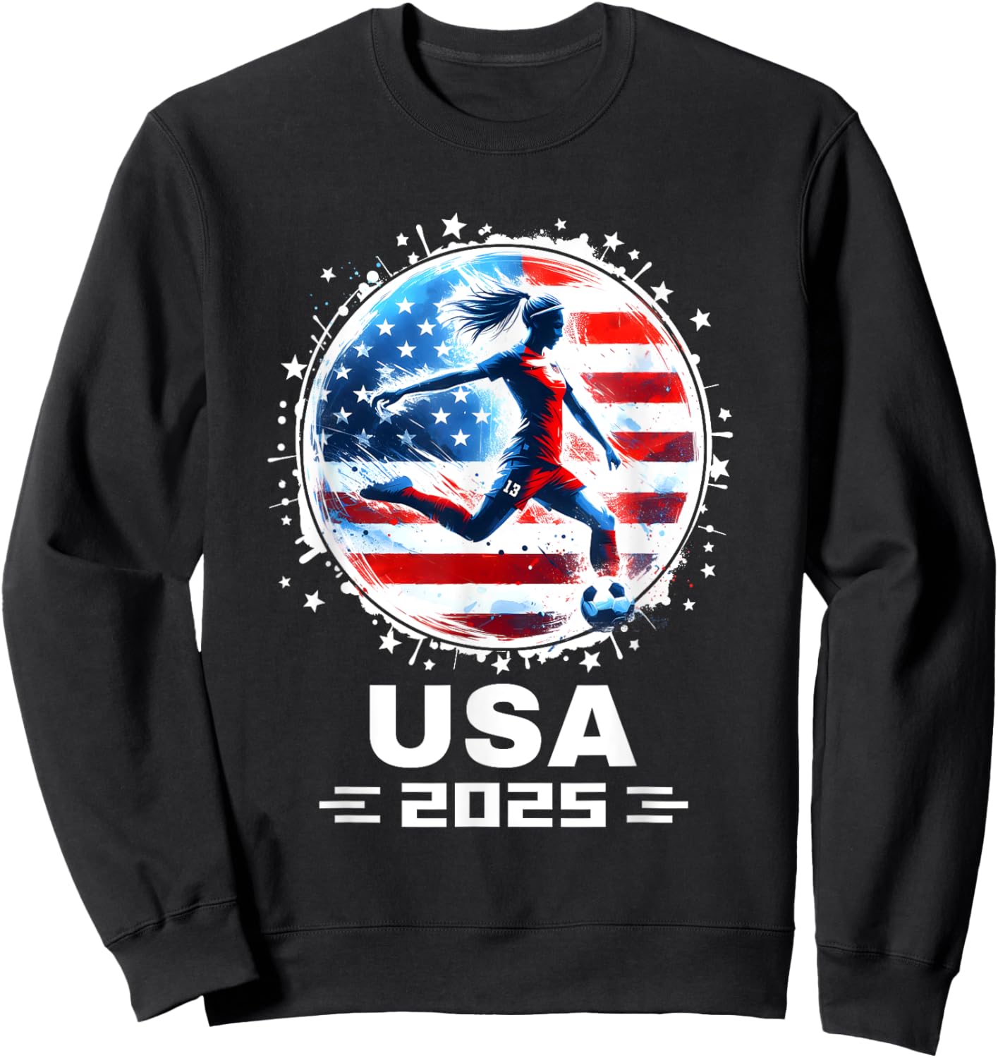 Soccer Team American Flag Soccer Apparel Soccer 2025 Sweatshirt - Sweatshirt | Black
