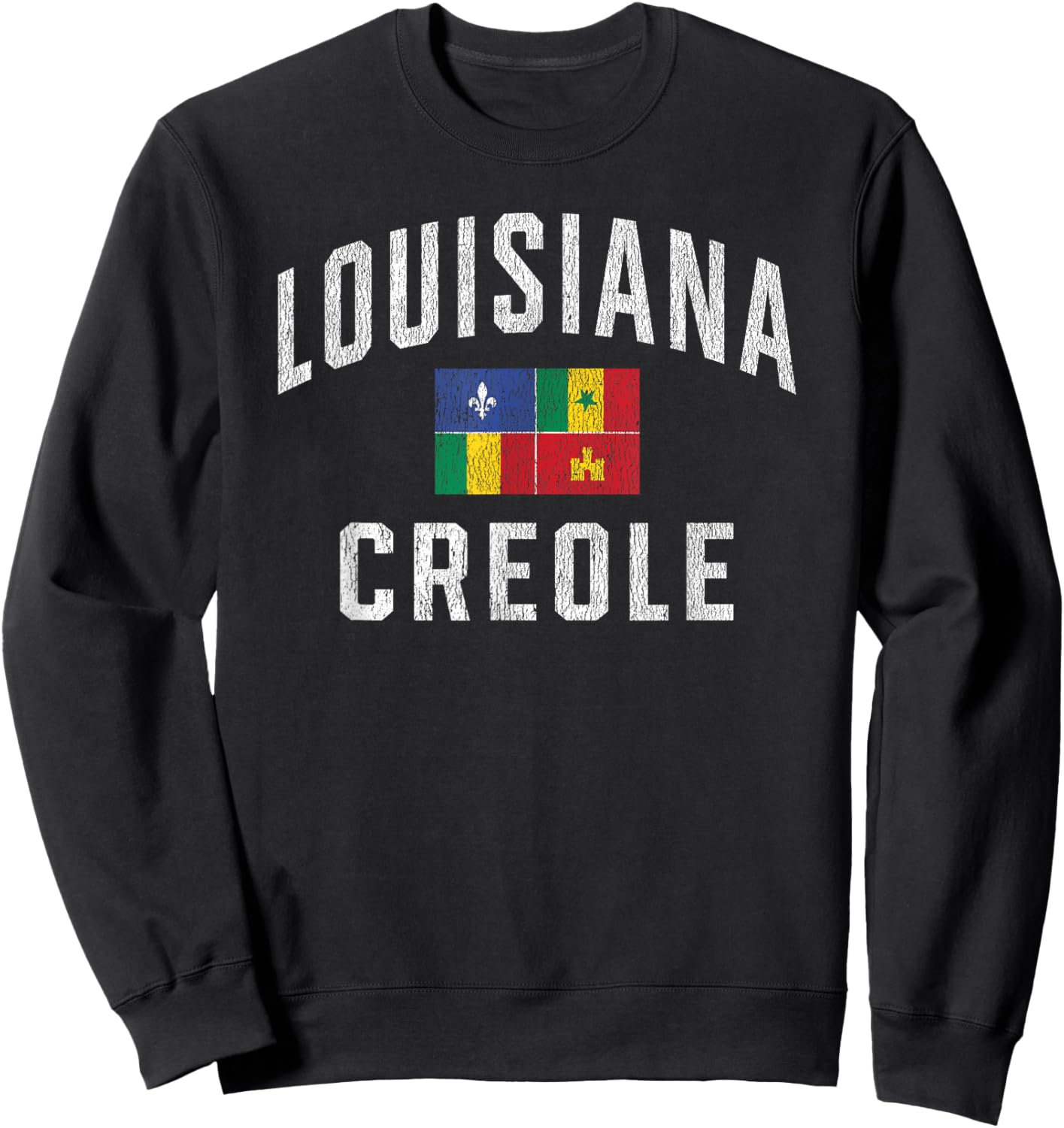 Louisiana Creole Flag Vintage Sweatshirt - Sweatshirt | Black