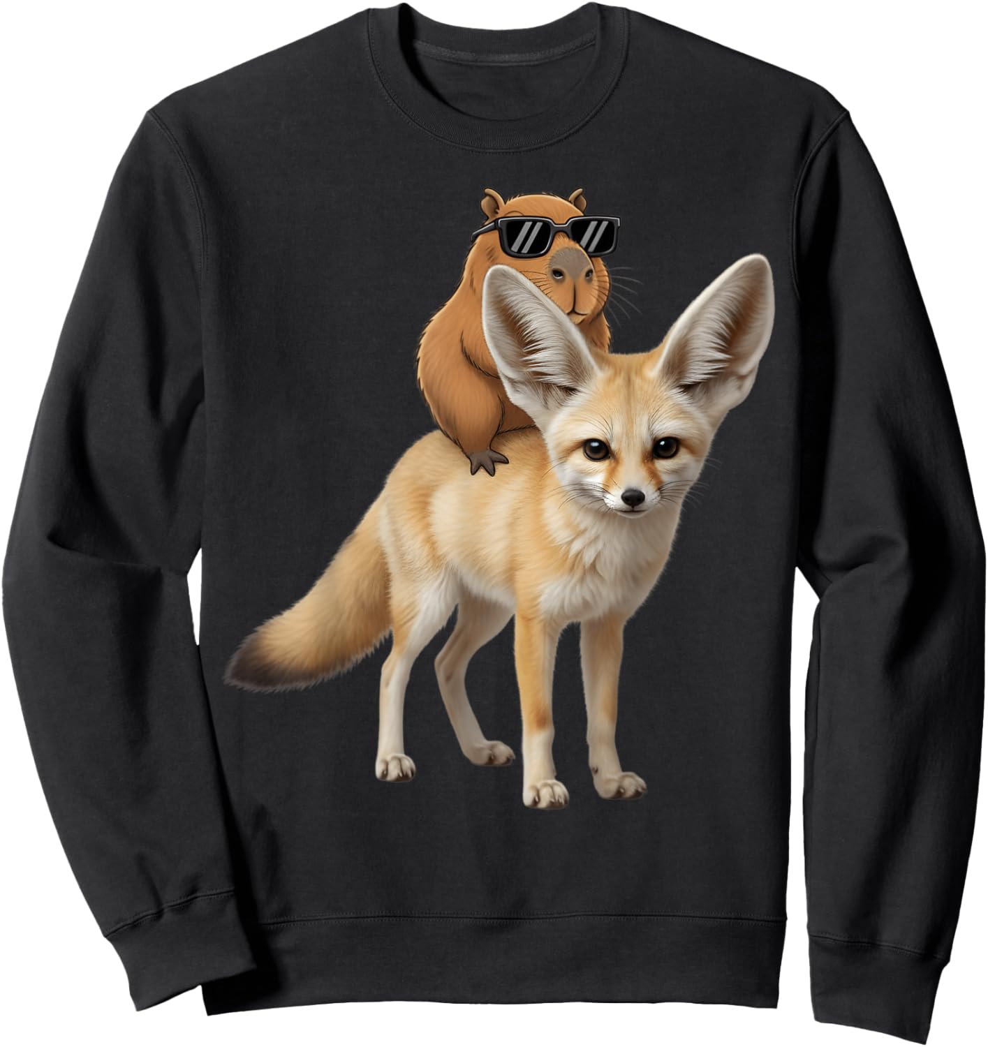 Capybara Fox Lover Funny Graphic Boys Girls Kids Sweatshirt - Sweatshirt | Black