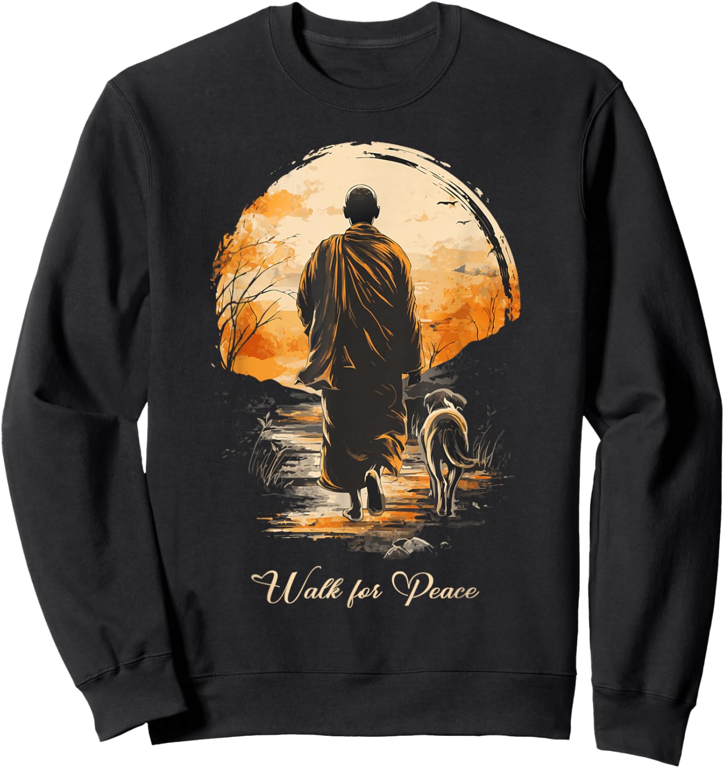 Walk for Peace World Peace Monks Aloka Dog Spiritual Sweatshirt - Sweatshirt | Black