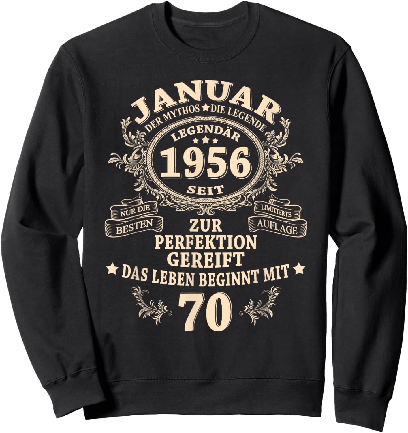 70th Birthday Gift Man Myth Legend January 1956 Sweatshirt - Sweatshirt | Black
