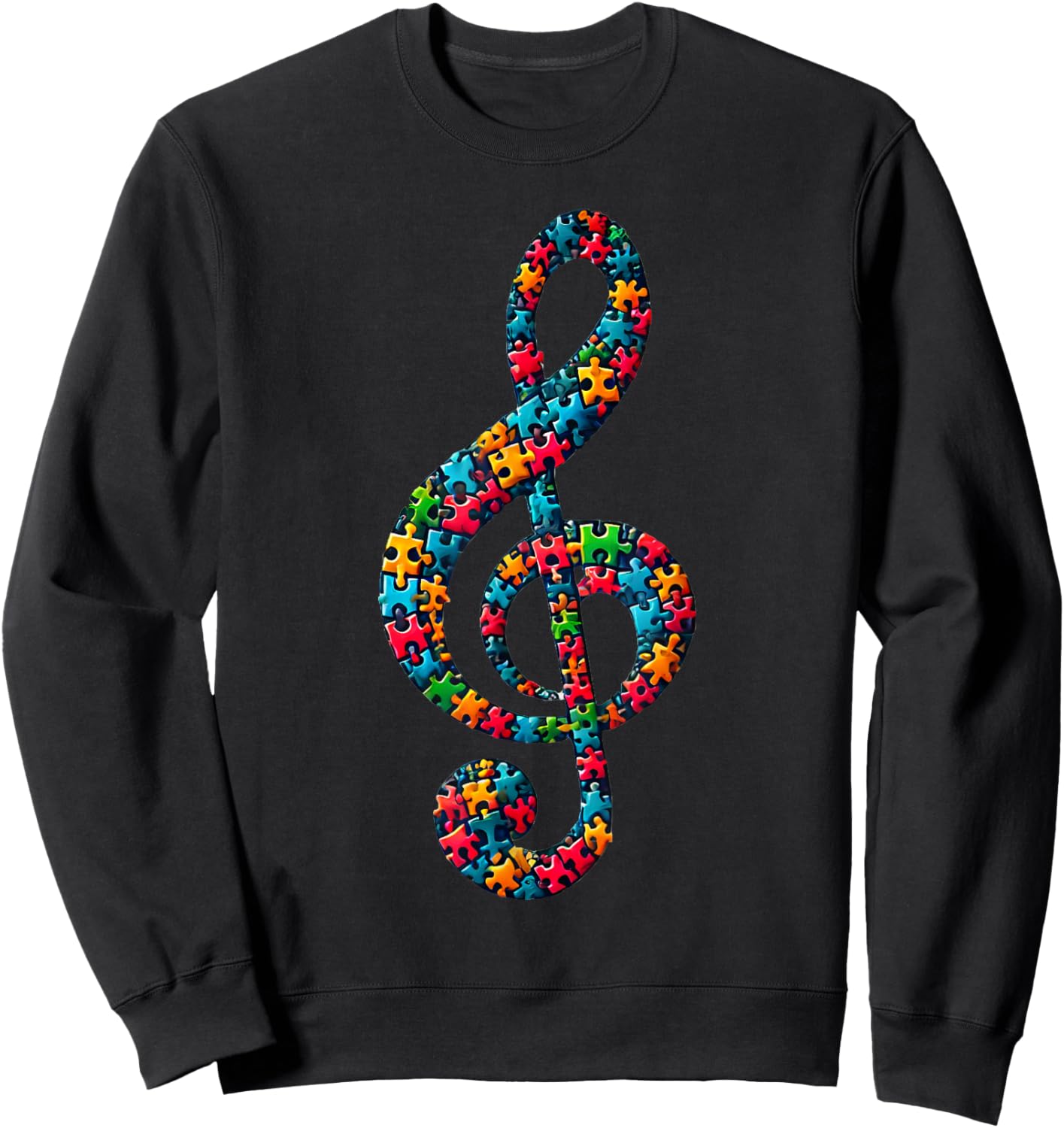 Jigsaw Puzzle Treble Clef Musical Note Music Sweatshirt - Sweatshirt | Black