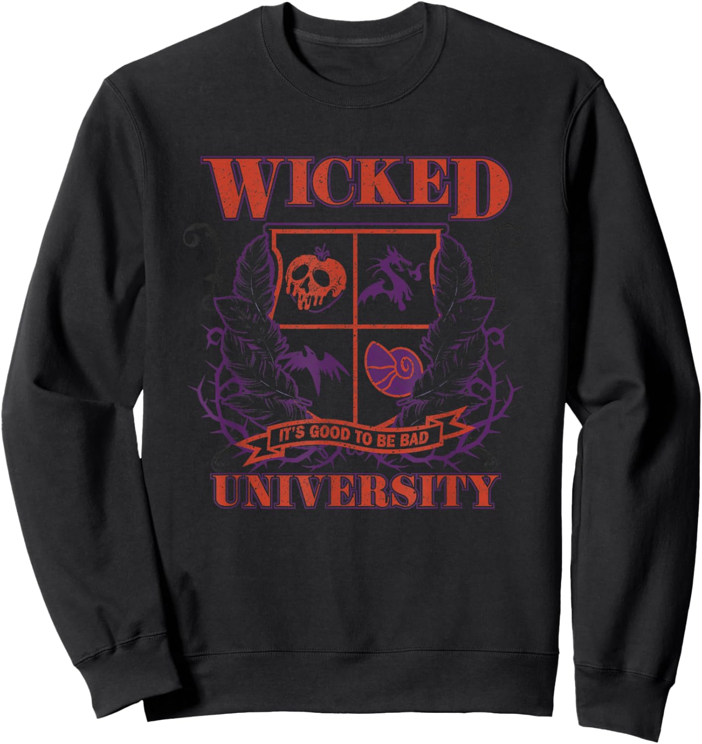 Disney Villains Wicked University Good To Be Bad Retro Logo Sweatshirt - Sweatshirt | Black