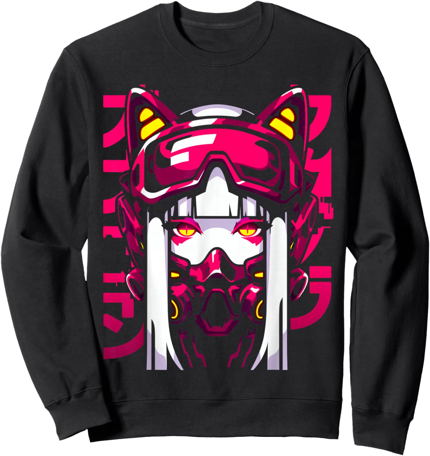 Anime Manga Cyberpunk Aesthetic Techwear Harajuku Waifu Sweatshirt - Sweatshirt | Black