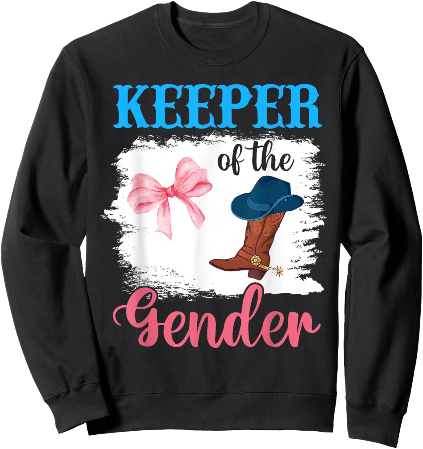 Boots or Bows Gender Reveal Decorations Keeper of the Gender Sweatshirt - Sweatshirt | Black