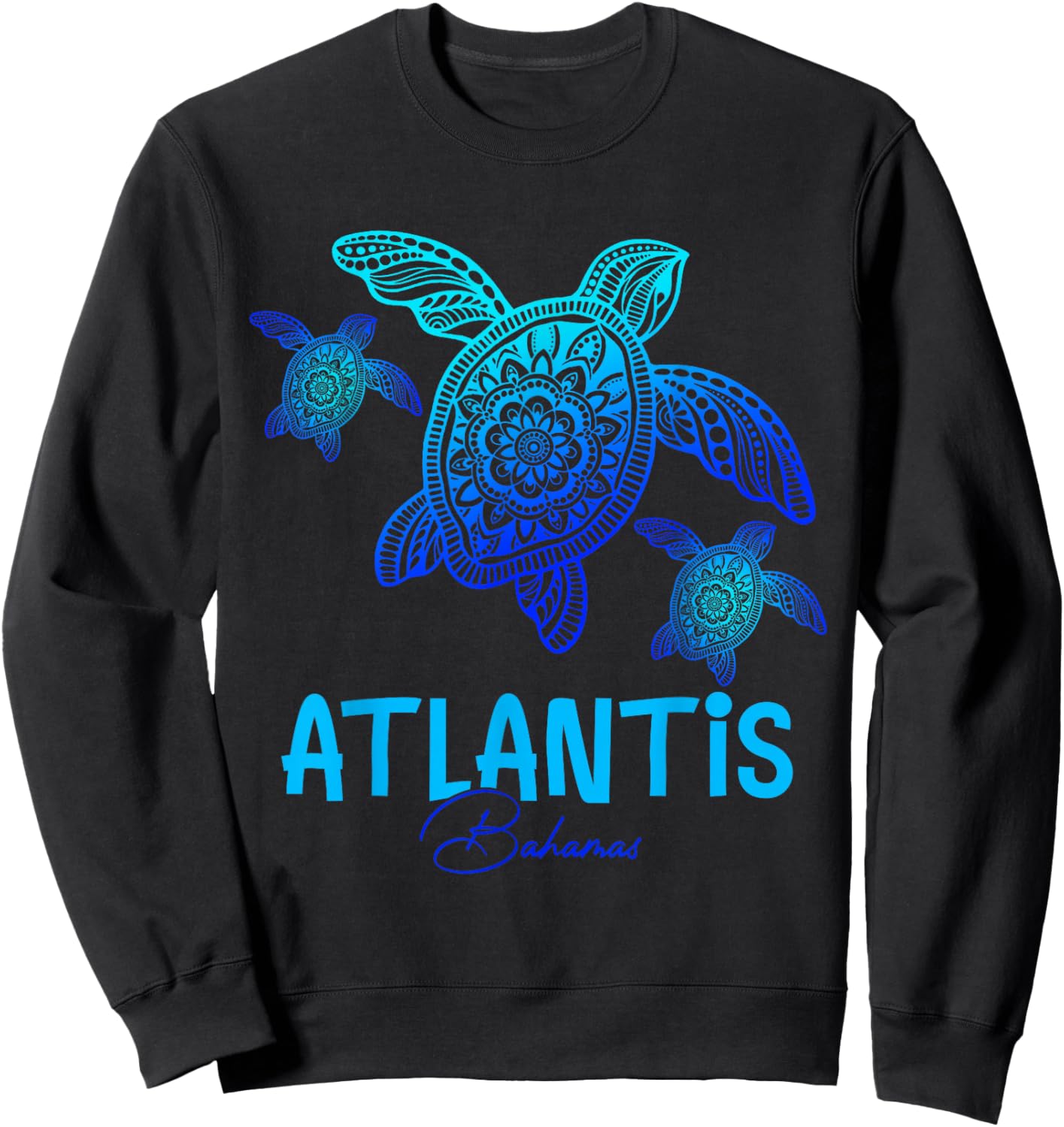 Atlantis Bahamas Vacation Tribal Sea Turtle Sweatshirt - Sweatshirt | Black
