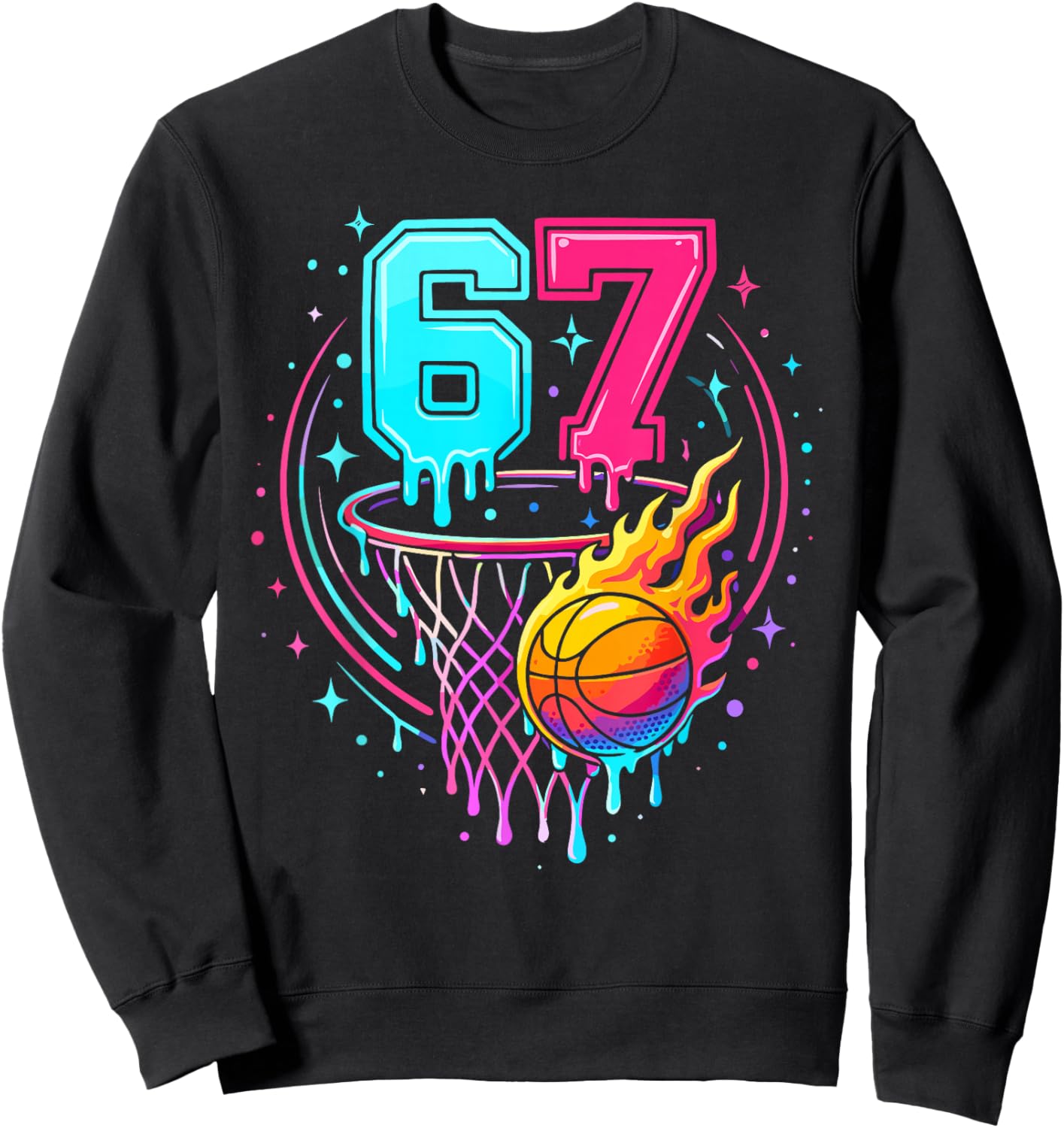 67 Basketball Ice Cream Drip Six Seven Bball Sweatshirt - Sweatshirt | Black