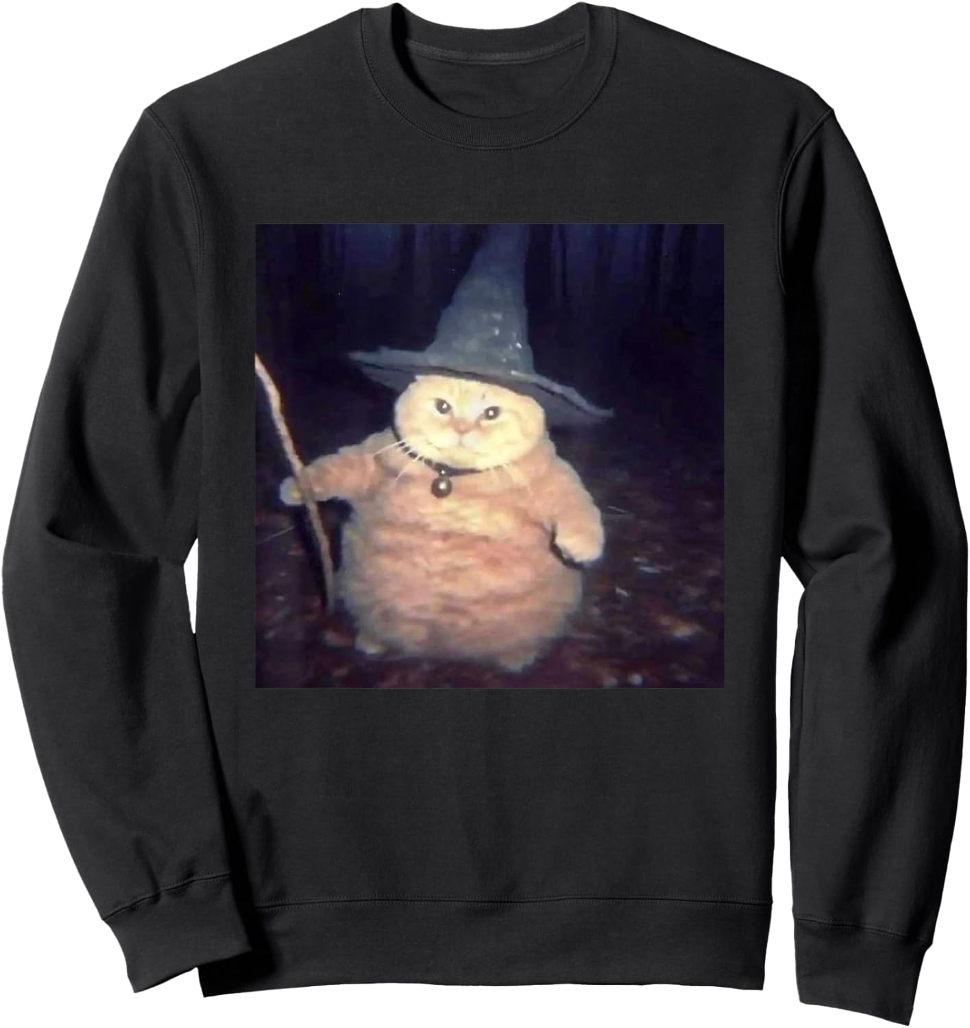 Vintage Witch Cat Peekaboo Halloween Funny Cat Meme Weird Sweatshirt - Sweatshirt | Black
