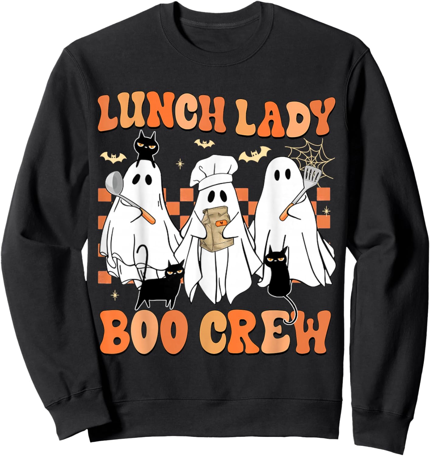 Lunch Lady Boo Crew Ghost Chef Funny Cafeteria Worker Staff Sweatshirt - Sweatshirt | Black