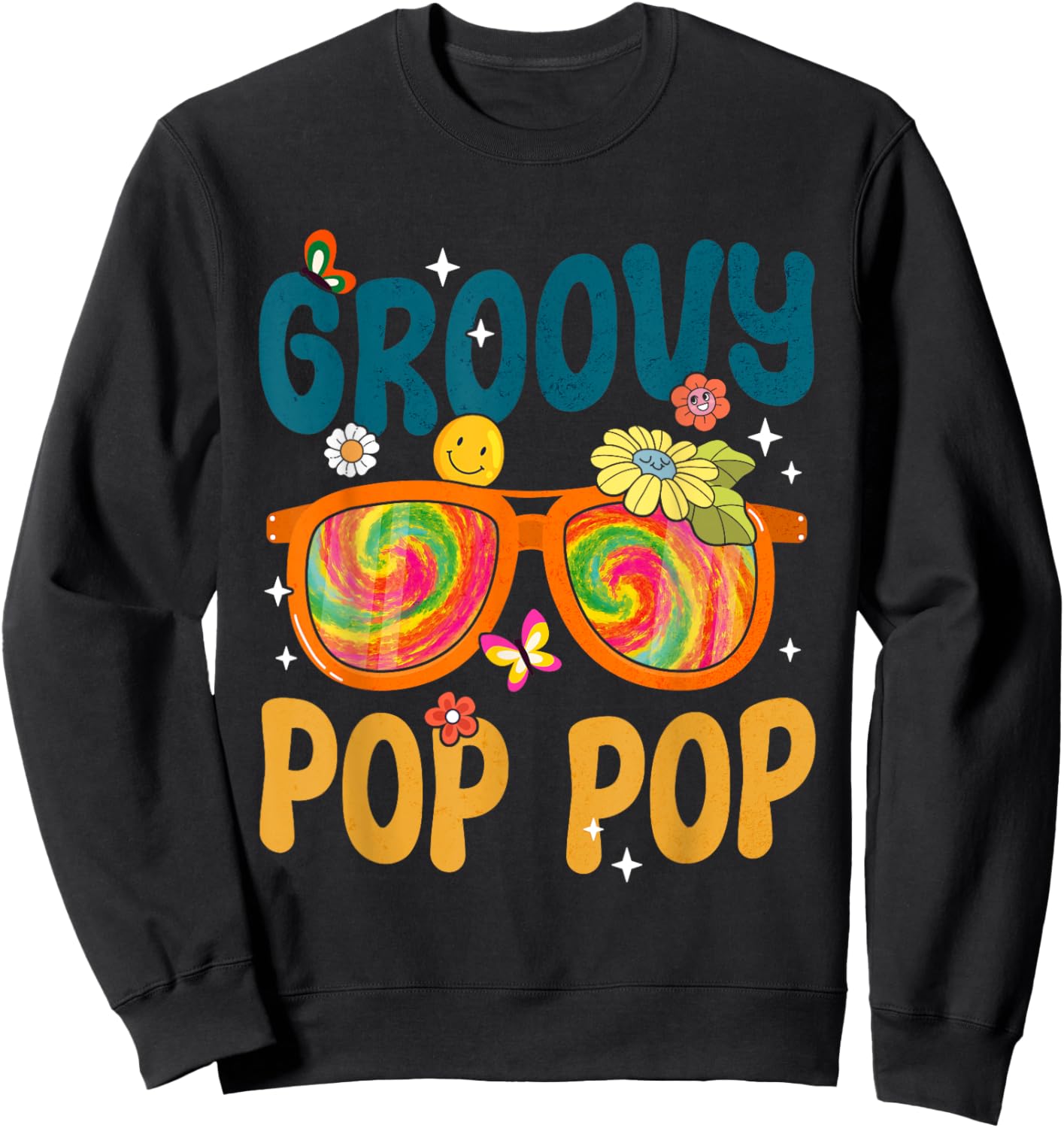 Retro Groovy Pop Pop Tie Dye Gifts For Father's Day Men Sweatshirt - Sweatshirt | Black