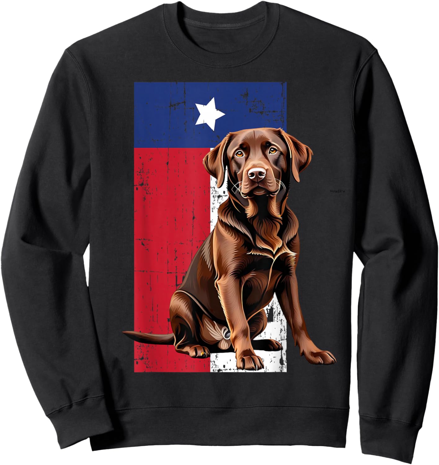 Chocolate Labrador Texas Flag Dog Sweatshirt - Sweatshirt | Black
