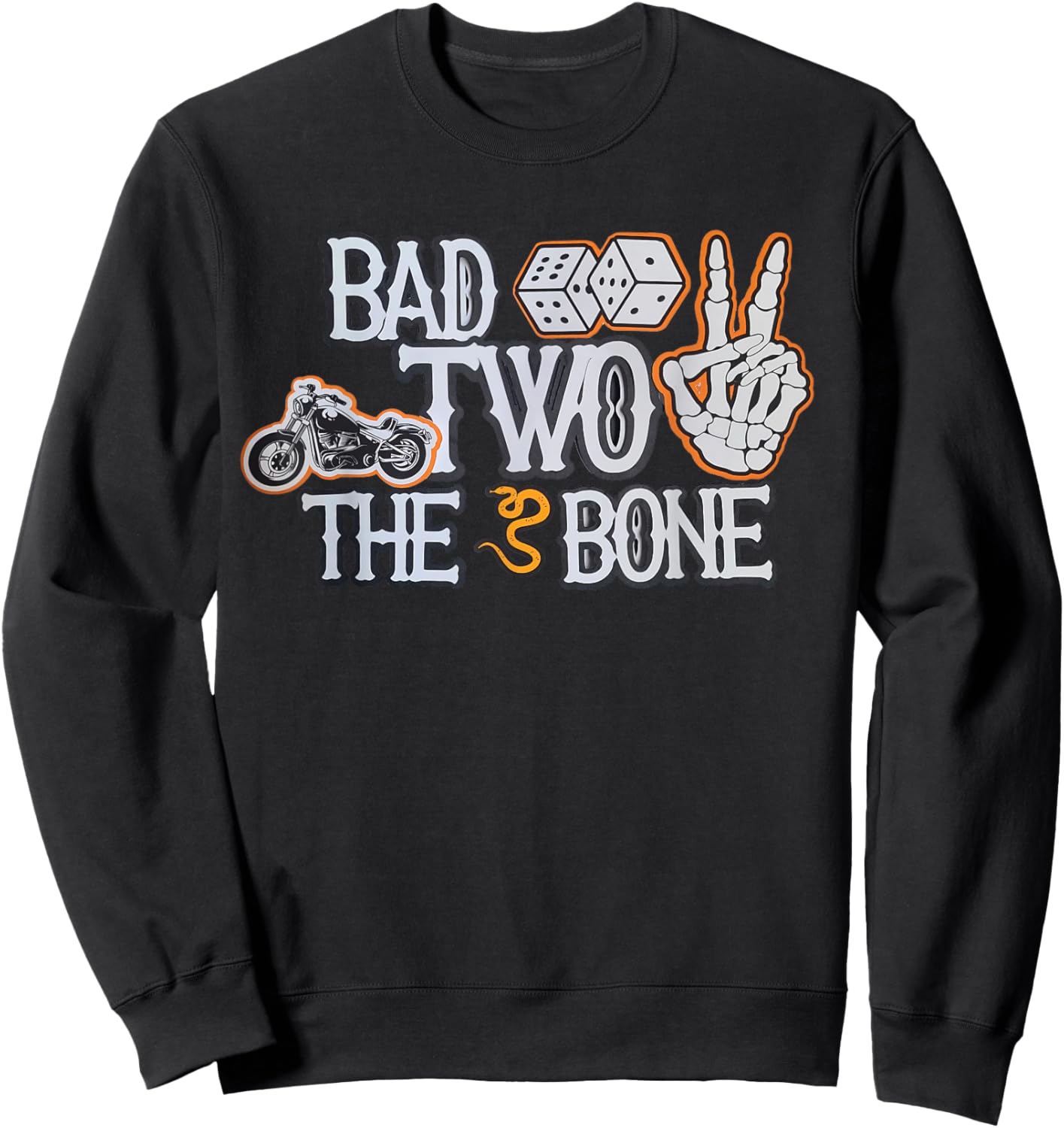 Bad To The Bone Skeleton TWO Birthday Toddler Kids Funny Sweatshirt - Sweatshirt | Black