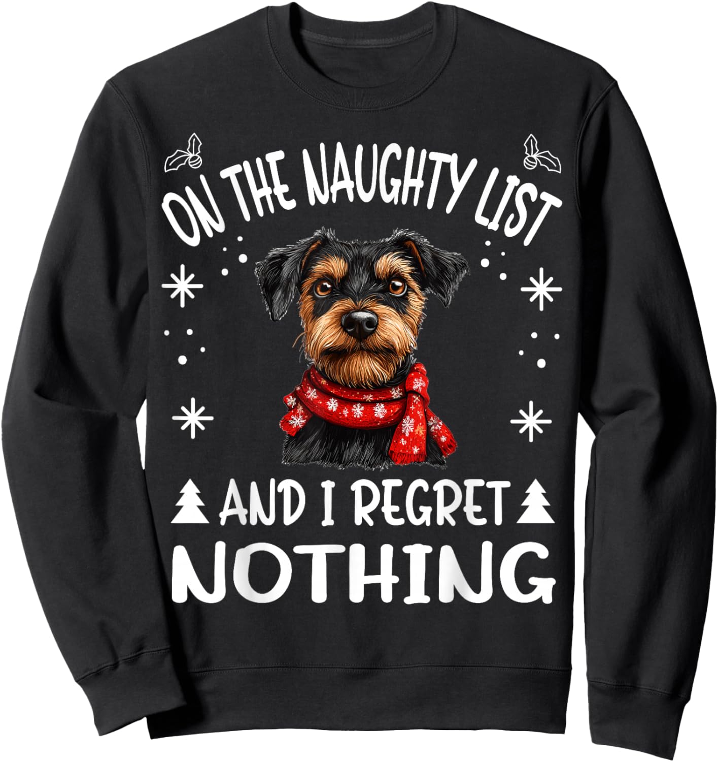 Cute Jagdterrier Dog Christmas On The Naughty List and I Women Sweatshirt - Sweatshirt | Black