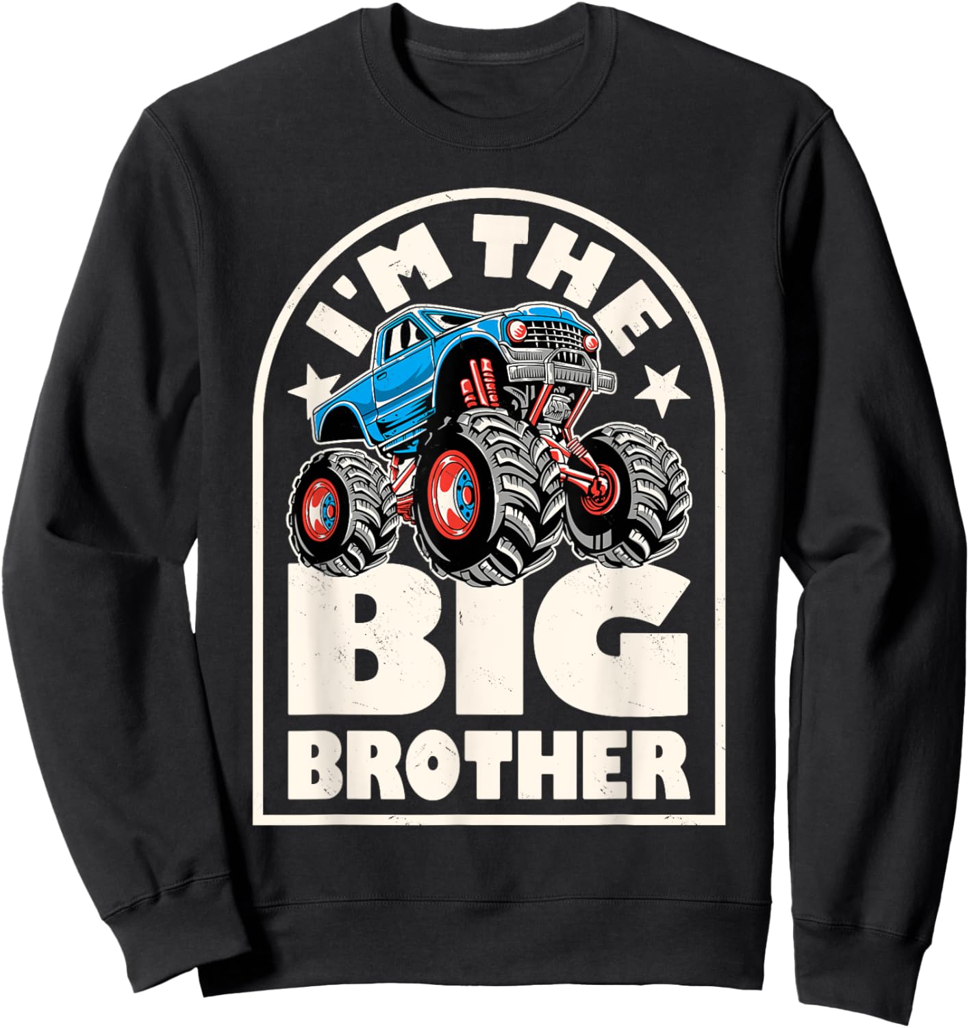 Monster Truck Brother Big Bro Family Matching Retro Racing Sweatshirt - Sweatshirt | Black