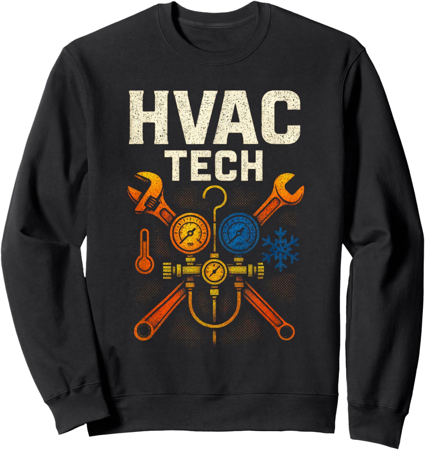 HVAC TECH - Vintage Retro Technician Tools Sweatshirt - Sweatshirt | Black