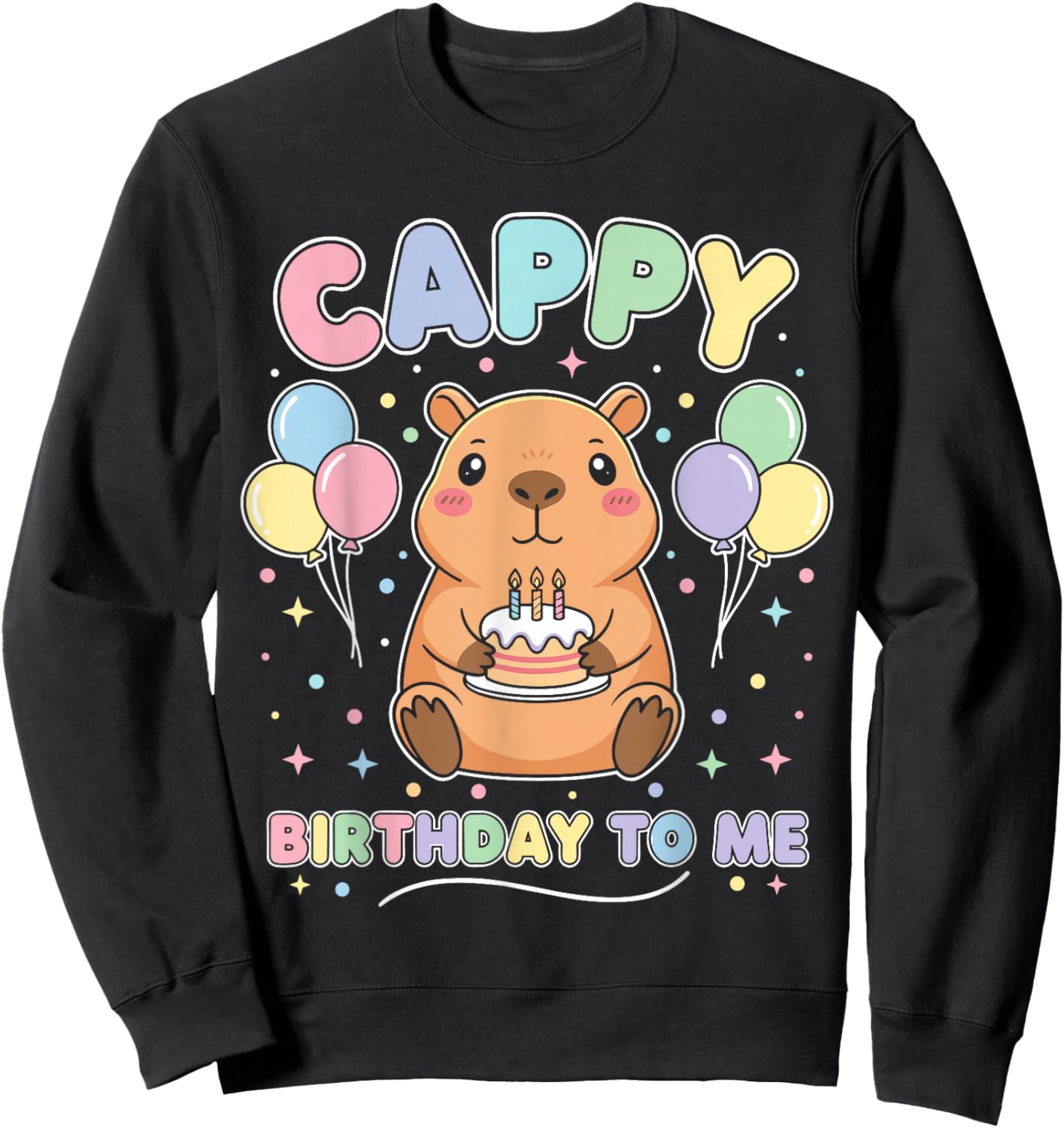 Capybara Birthday Shirt Cute Capybara Party Graphic T Shirt Sweatshirt - Sweatshirt | Black