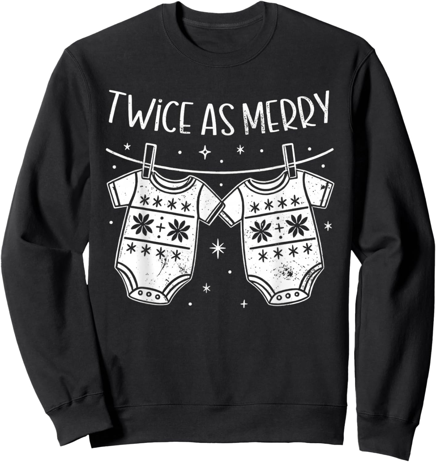 Christmas Baby Twin Mom Xmas Twin Pregnancy Reveal T- Twin M Sweatshirt - Sweatshirt | Black