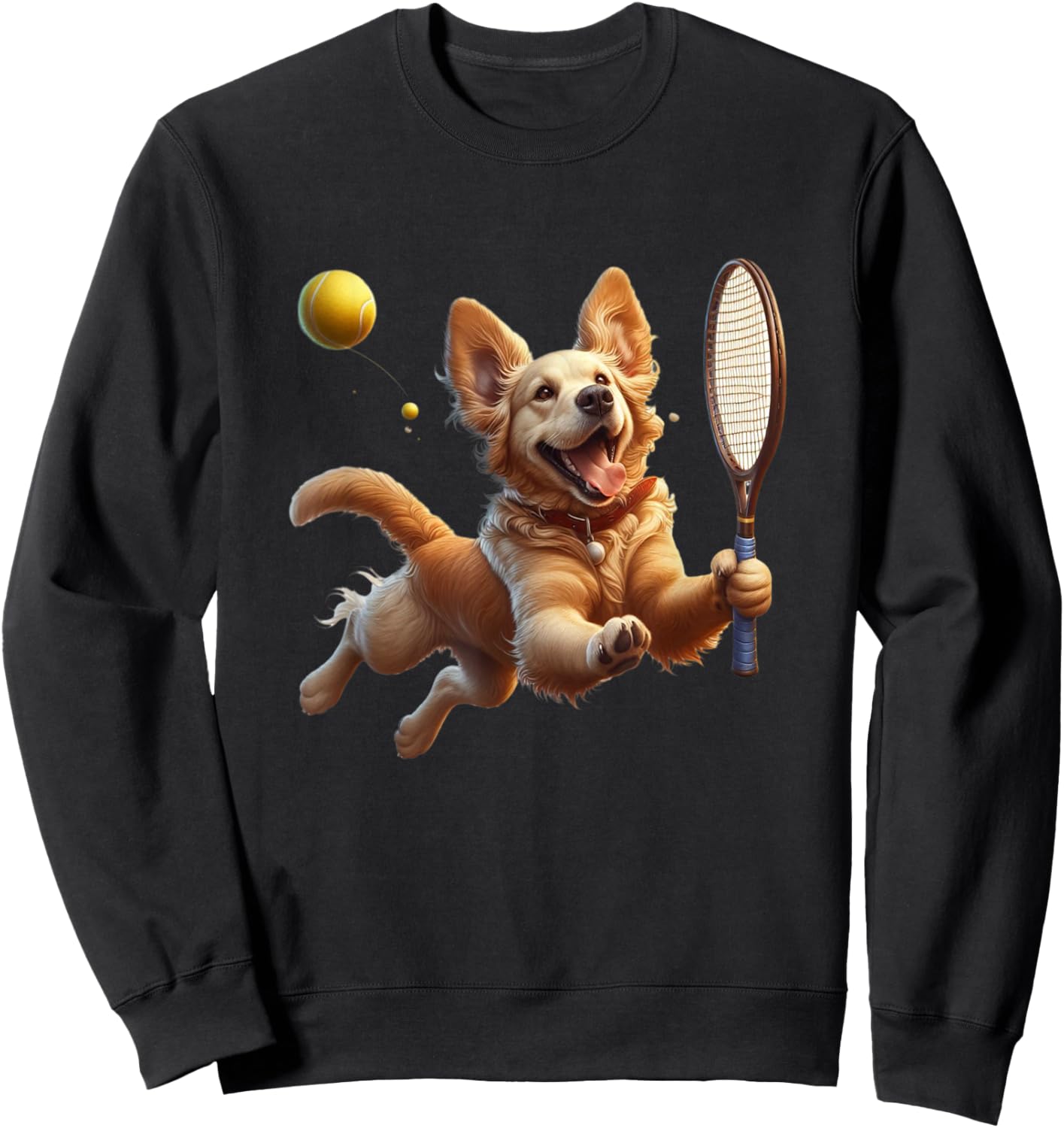 Tennis Player Golden Retriever Hundeport Tennis Sweatshirt - Sweatshirt | Black