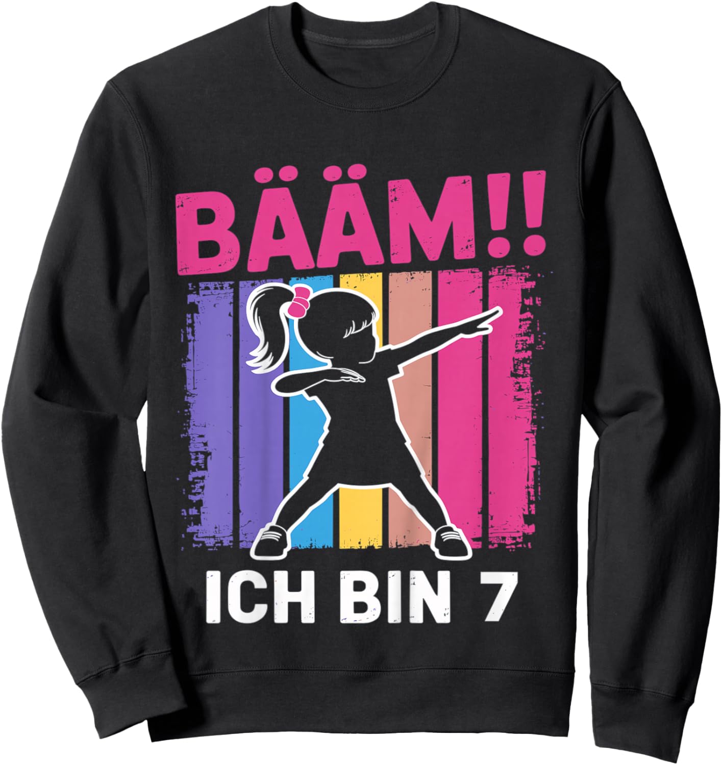 Bääm Ich Bin 7 Dabbing Mädchen 7. Geburtstag Sweatshirt - Sweatshirt | Black