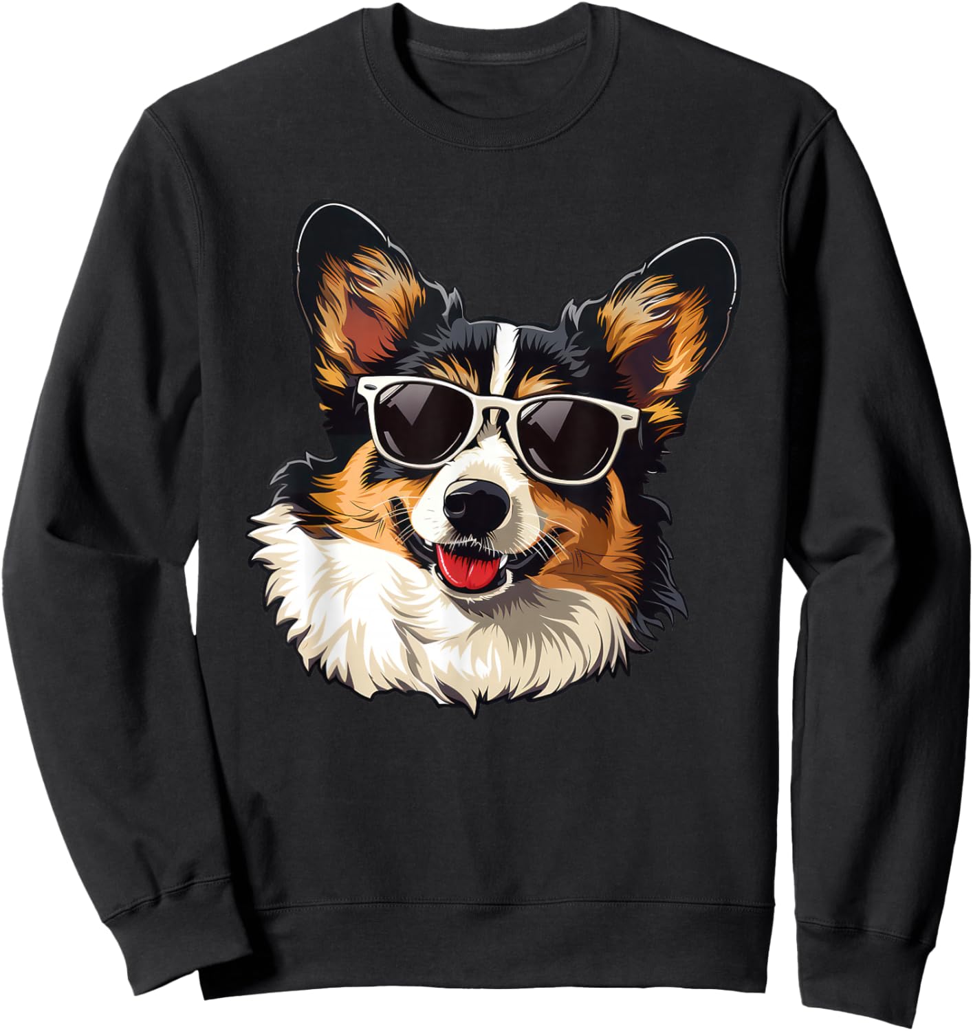 Cardigan Welsh Corgi Dog Sunglasses Sweatshirt - Sweatshirt | Black