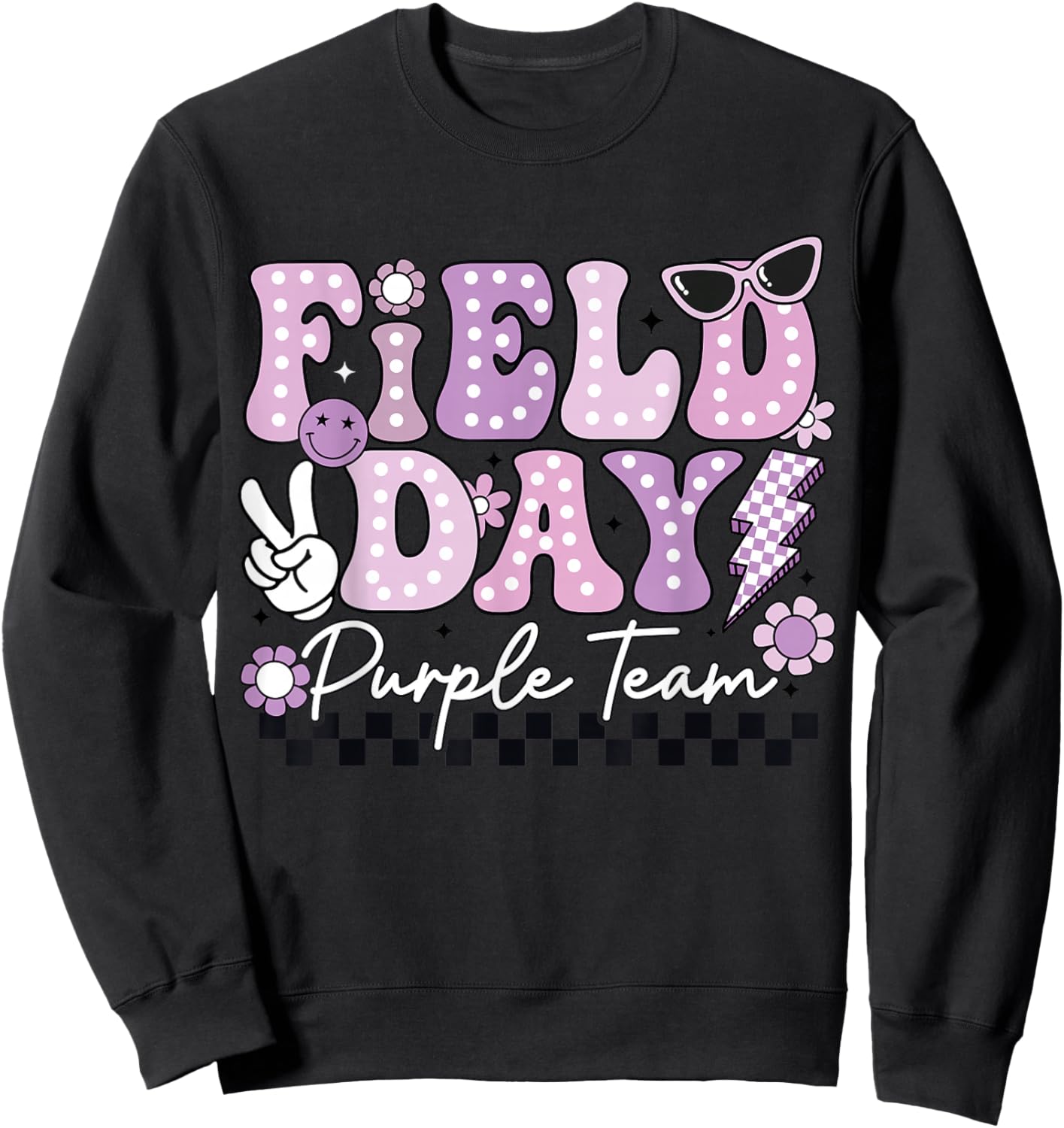 Field Day Purple Team Funny for Teacher Kids Field Day Games Sweatshirt - Sweatshirt | Black