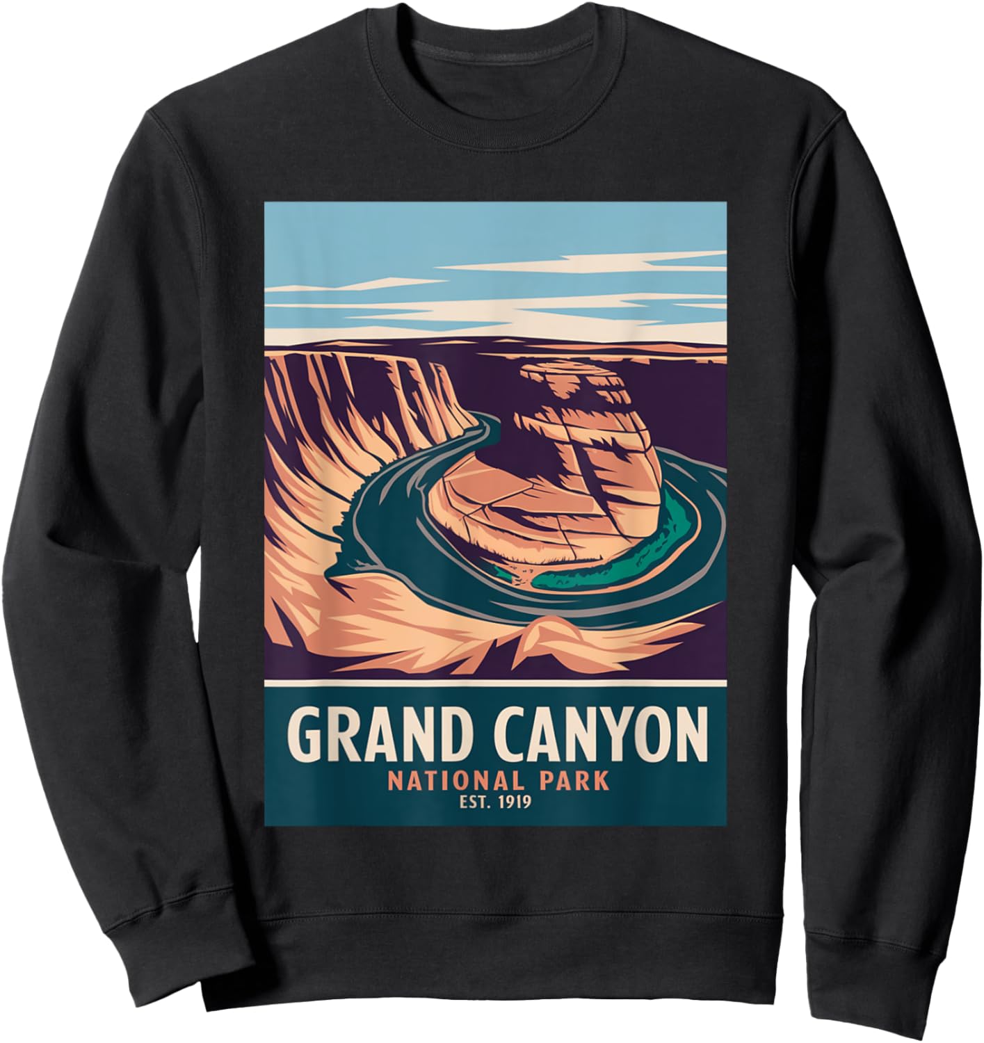 Grand Canyon National Park Vintage Camping Hiking Men Women Sweatshirt - Sweatshirt | Black