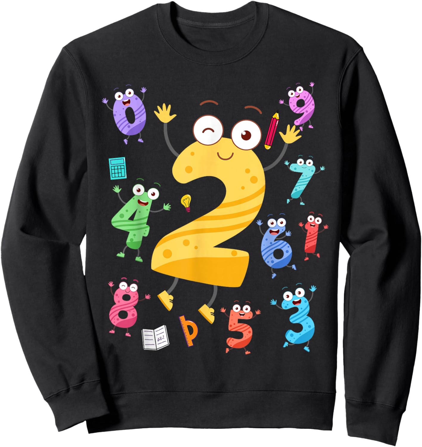 Maths Day Number Costume With Number 2 Idea For Kids Number Sweatshirt - Sweatshirt | Black