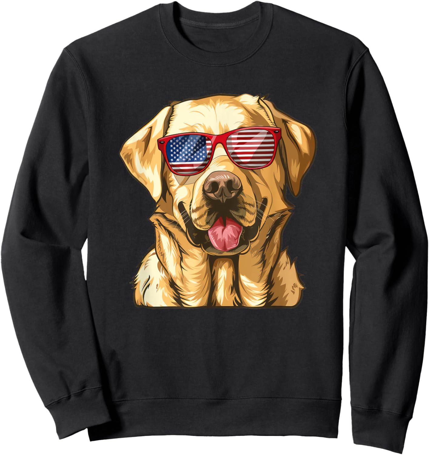 Labrador Retriever USA America Flag 4th of July Sweatshirt - Sweatshirt | Black