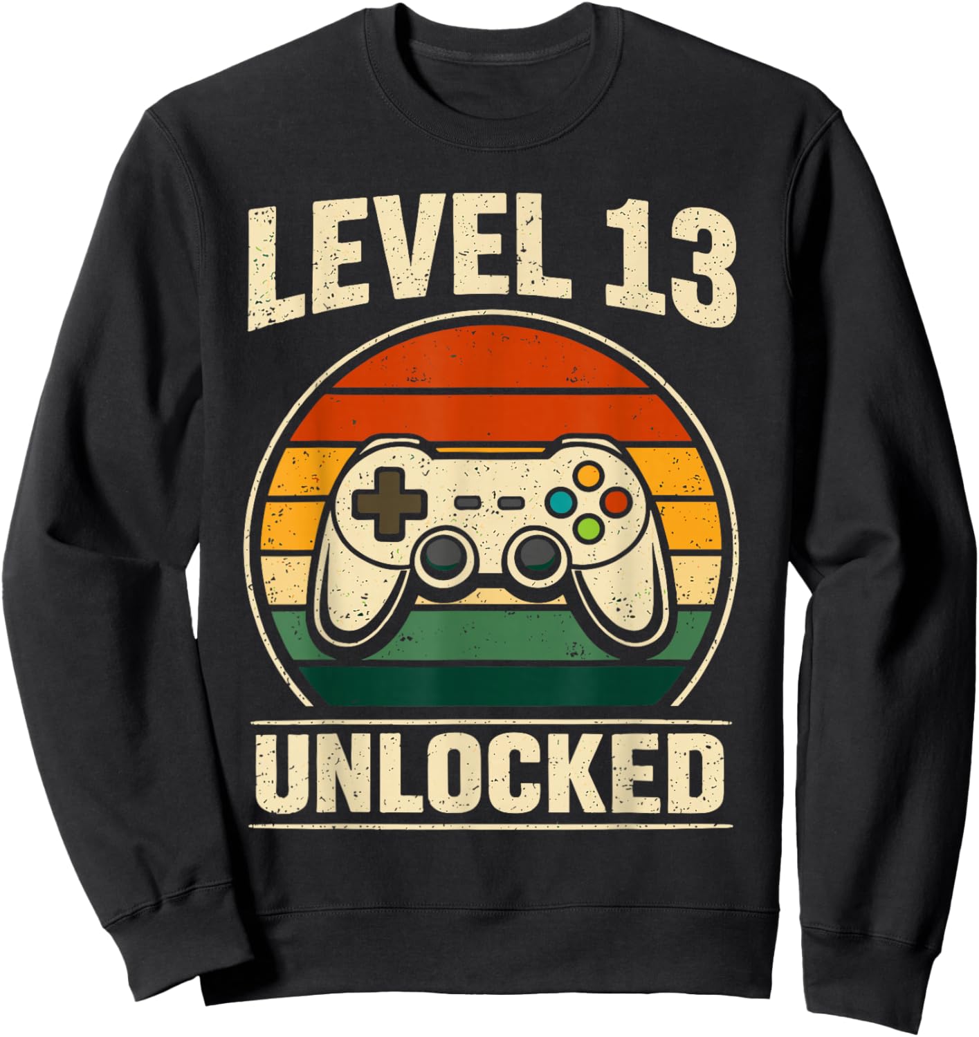 13th Birthday Level 13 Unlocked Gamer Gaming Boy Birthday Sweatshirt - Sweatshirt | Black