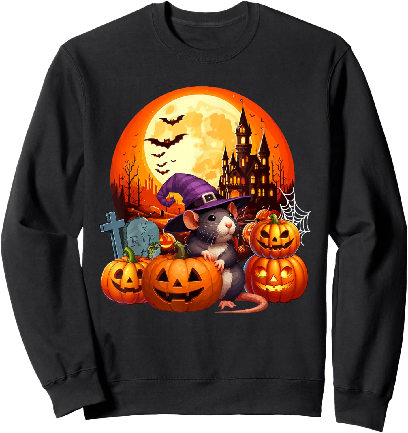 Rat Cosplay Witch Halloween Moon Matching Kids Toddler Sweatshirt - Sweatshirt | Black
