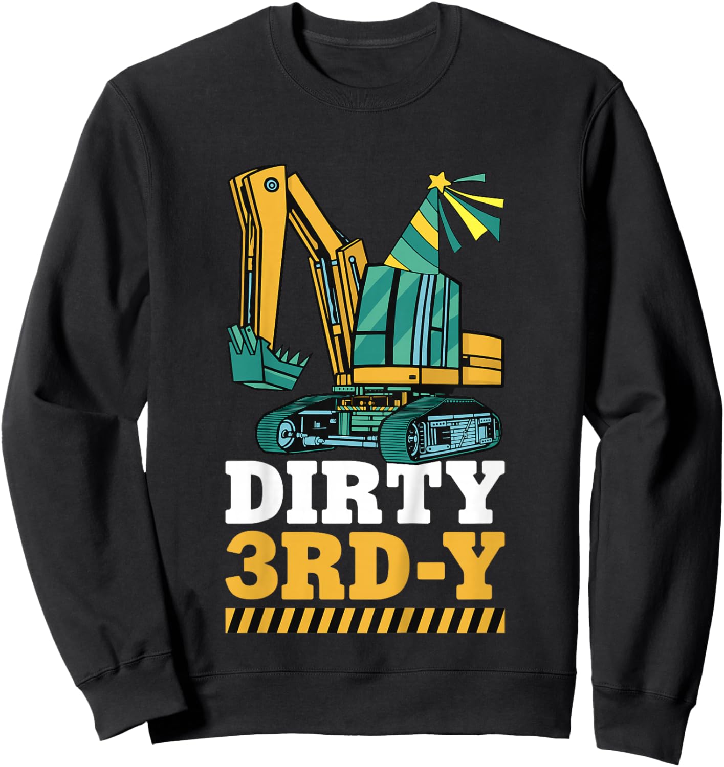 Kids Dirty 3rd-Y Construction Kids 3 Years Old Birthday Party Sweatshirt - Sweatshirt | Black