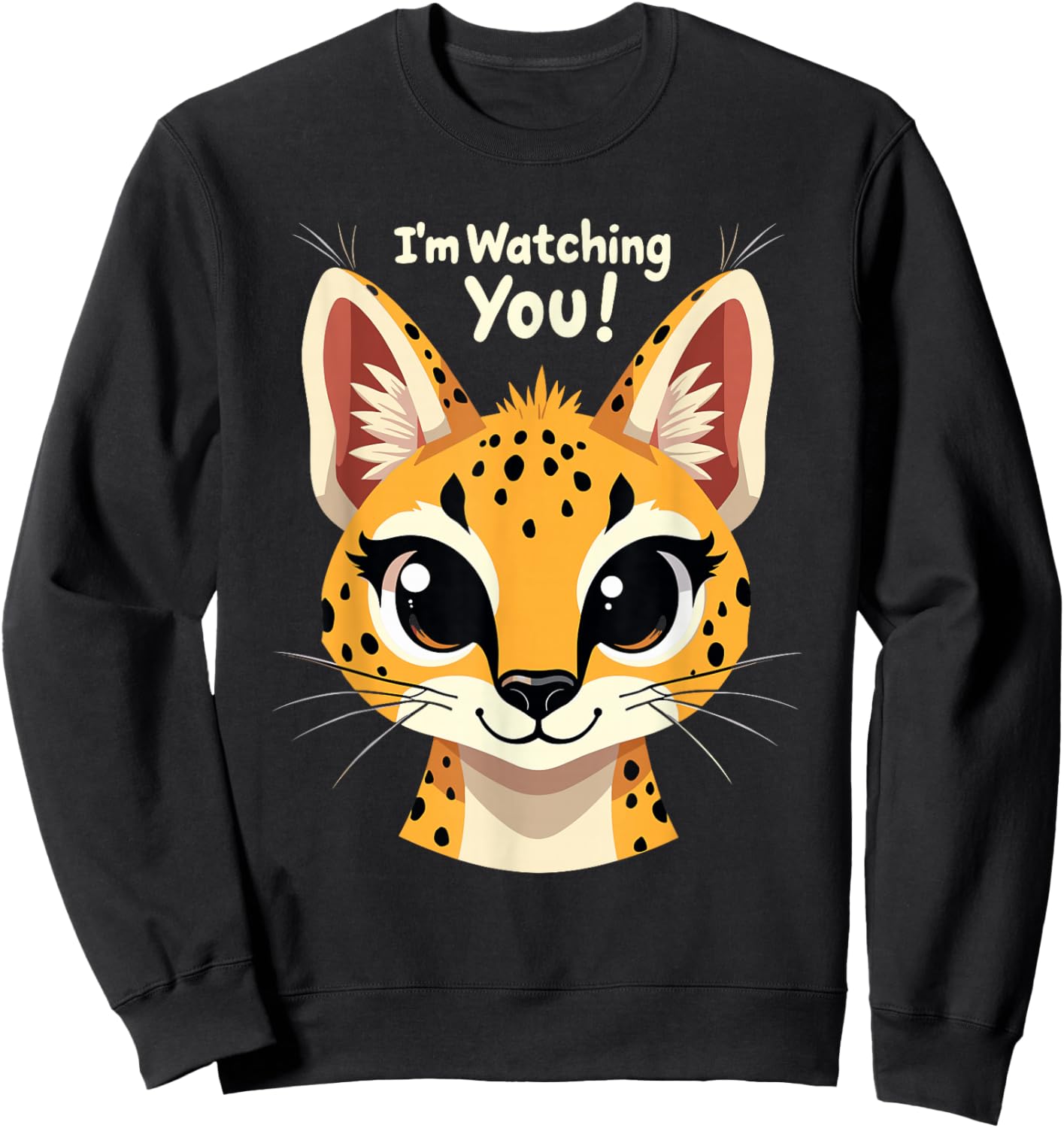 Serval Cat Exotic Feline African Wildcat Wildlife Lover Gear Sweatshirt - Sweatshirt | Black