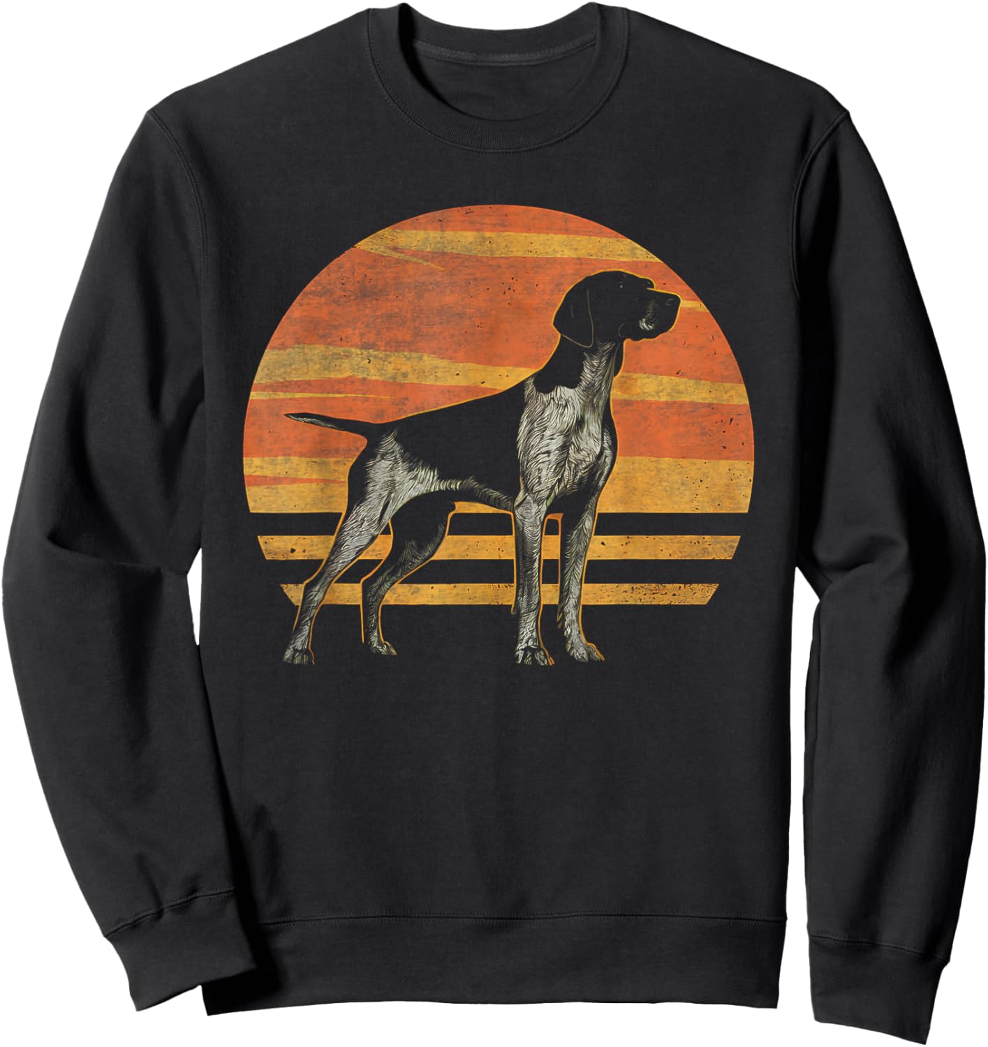 Retro Sunset Design German Shorthaired Pointer Dog Sweatshirt - Sweatshirt | Black