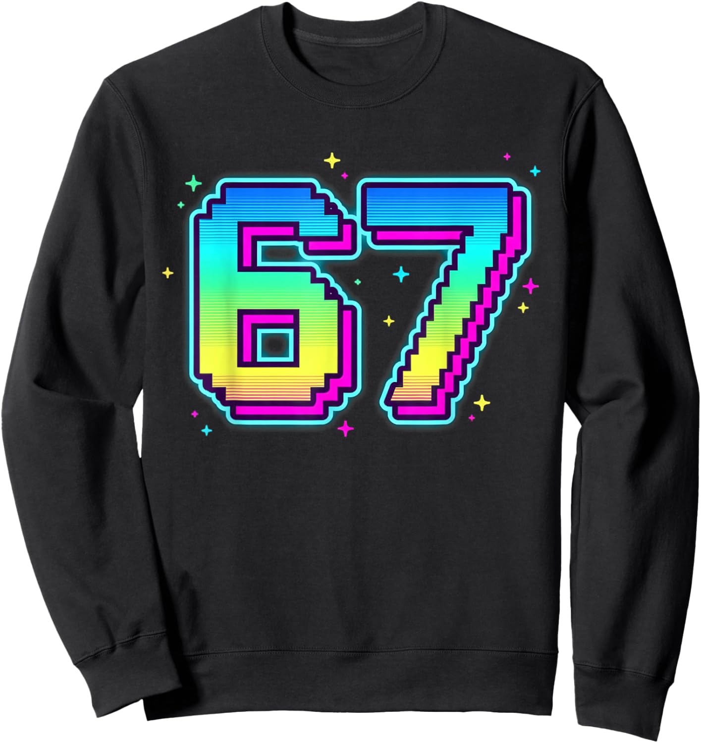 Funny Six Seven 67 Bruh Birthday Player in Retro Look for Boys and Kids Sweatshirt - Sweatshirt | Black