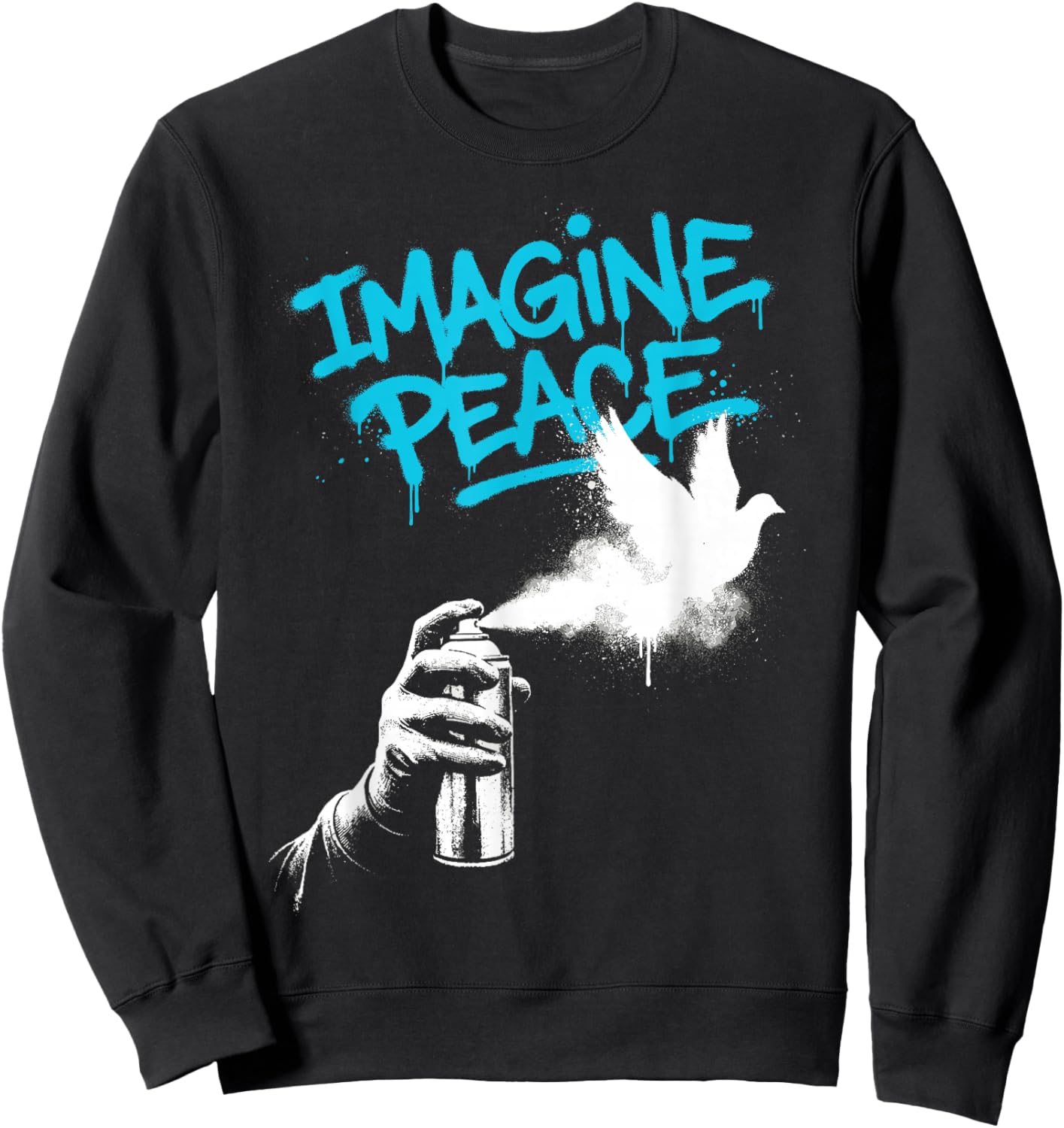Imagine Peace Spray Paint Dove Urban Art Style Sweatshirt - Sweatshirt | Black