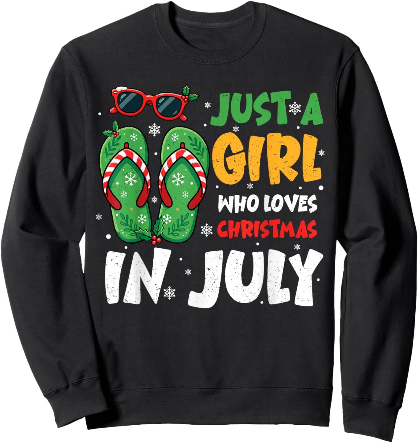 Just A Girl Who Loves Christmas in July Summer Xmas Women Sweatshirt - Sweatshirt | Black