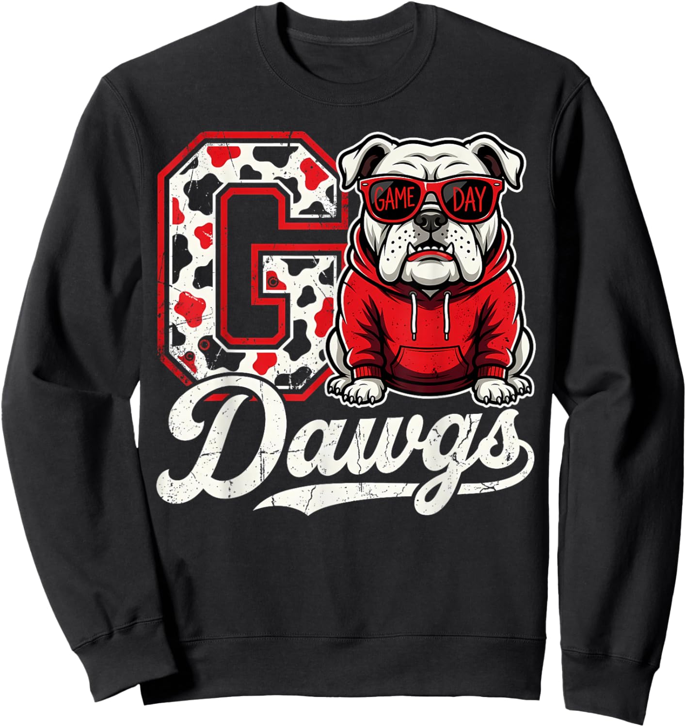 Bulldog Go Dawgs Men Women Kids Boys Youth Girls Teen Sweatshirt - Sweatshirt | Black